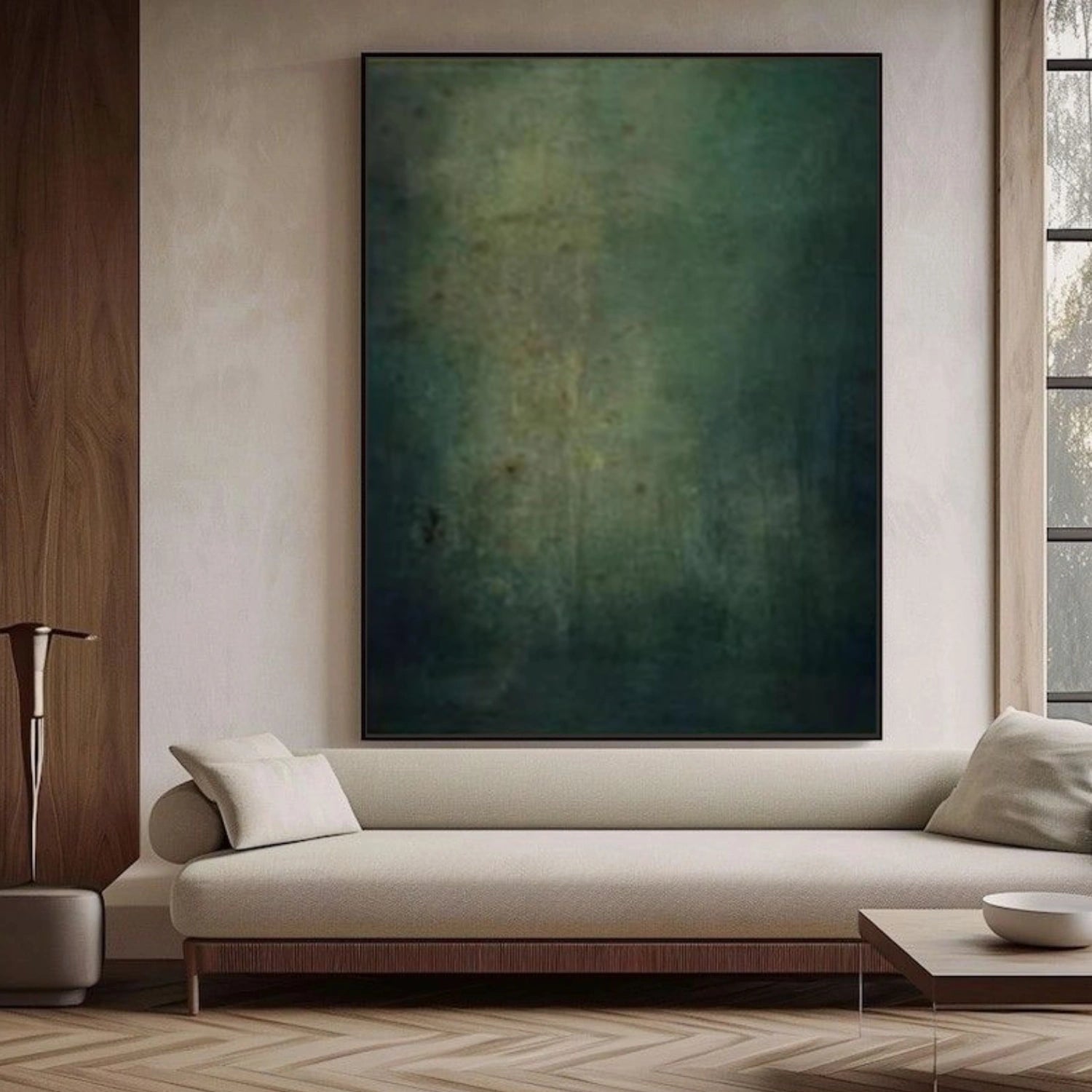 Green Abstract Canvas Wall Art #AP358