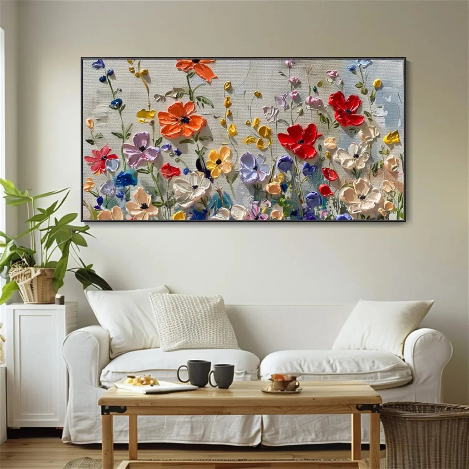 Colorful Flower Textured Painting Canvas #FP006