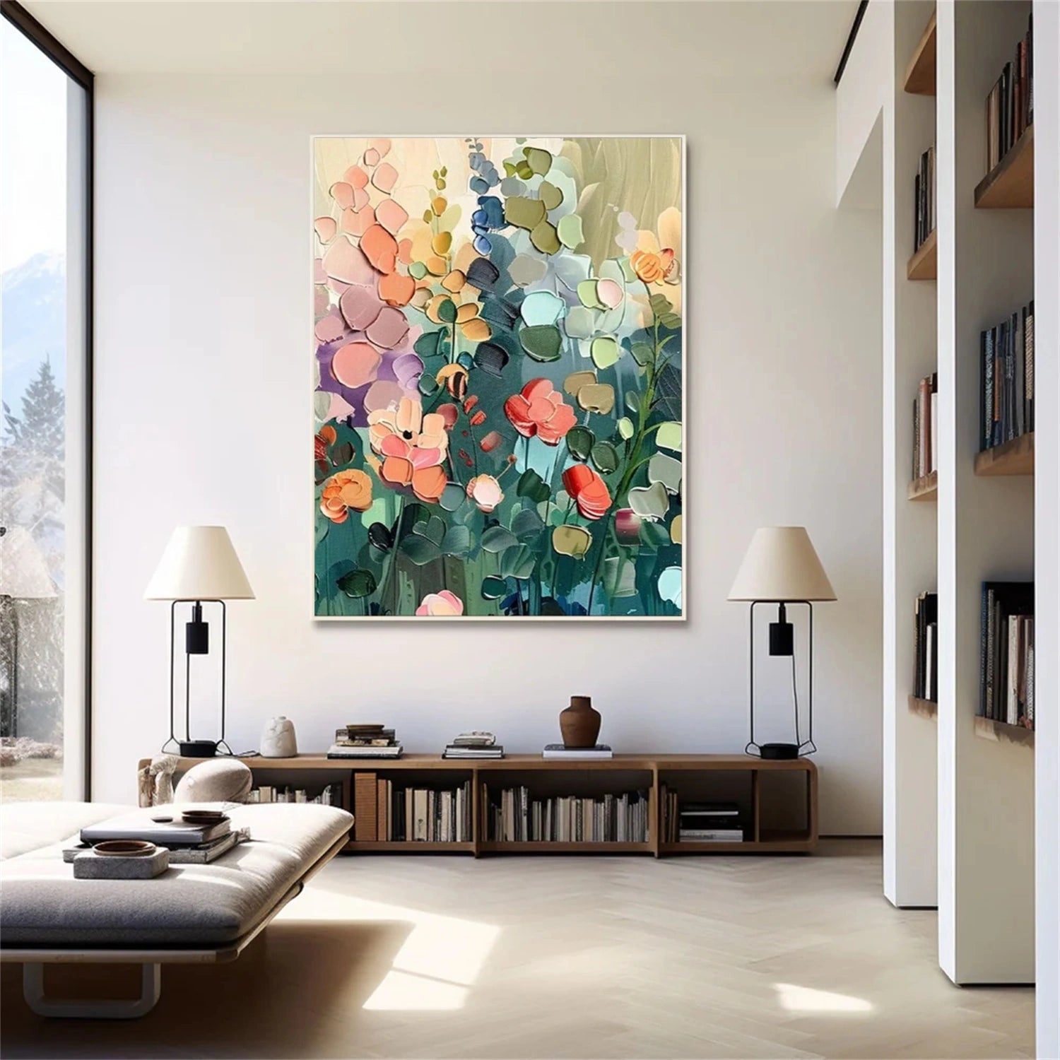 Flower And Tree Textured Painting Canvas #FT011