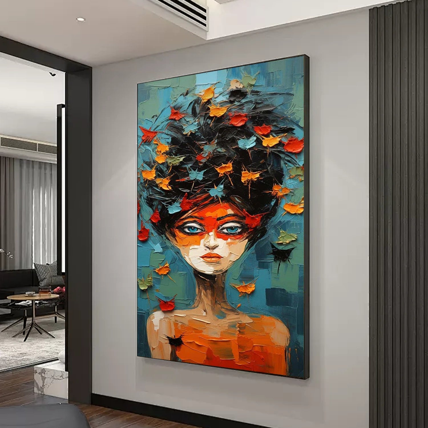 Abstract Portrait Textured Canvas Art #AE038