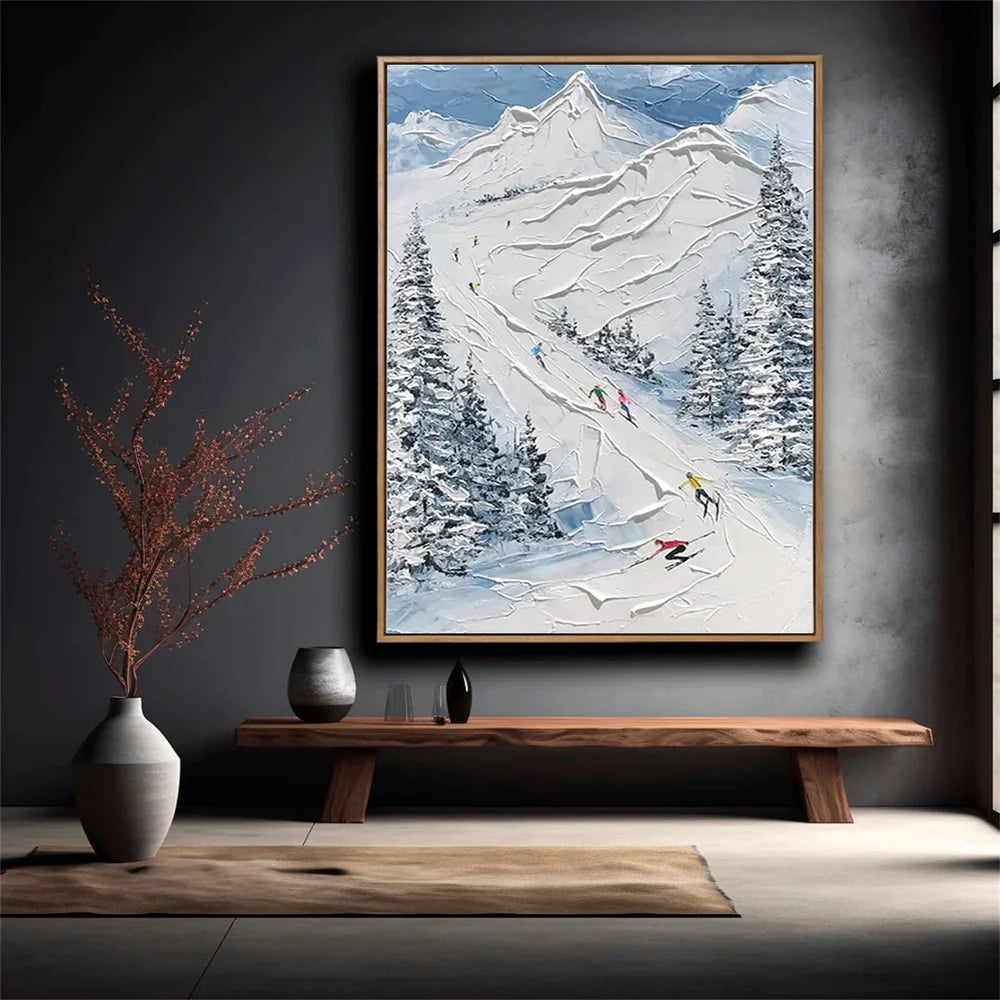 Skiing Sport Textured Wall Art #MS021