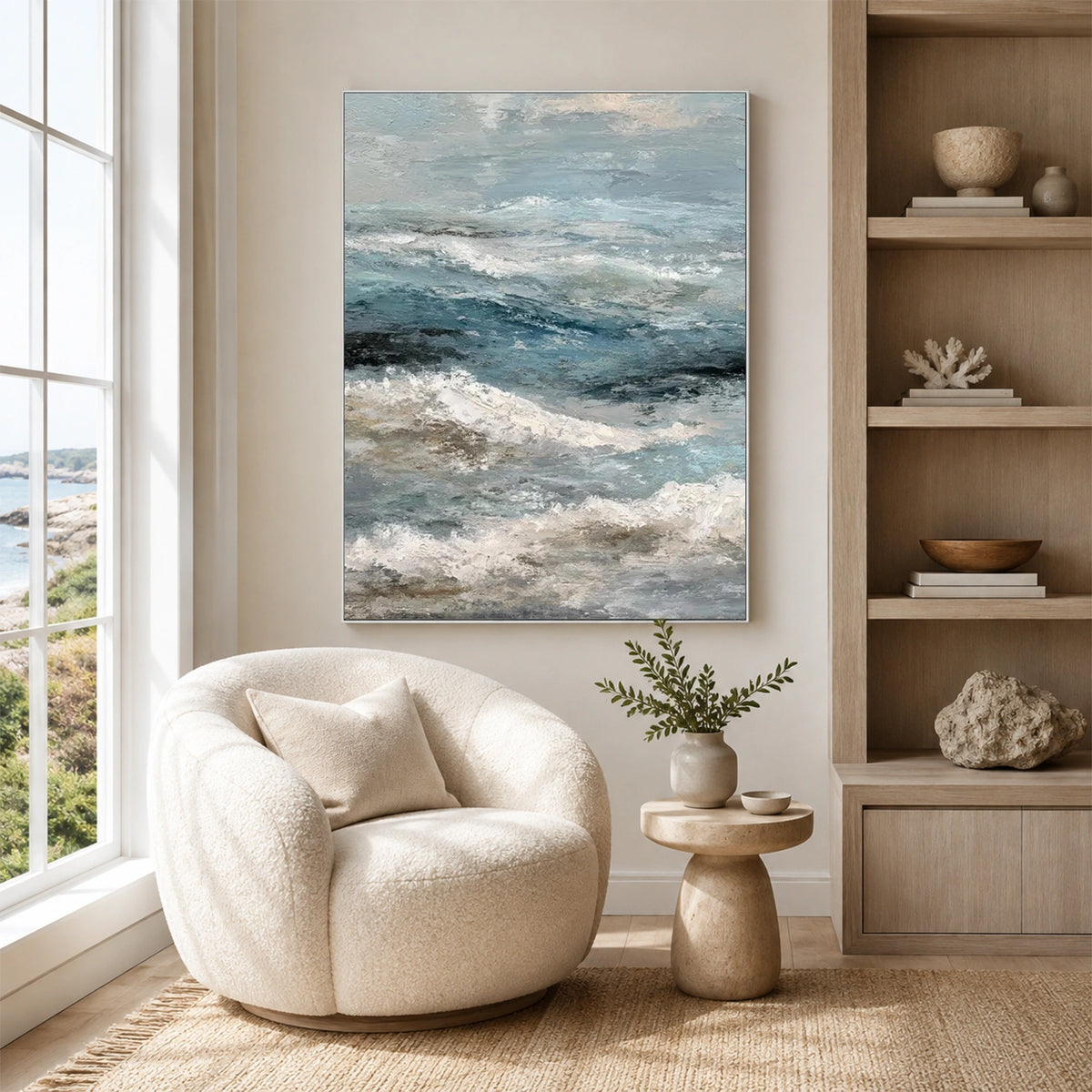 Ocean And Sky Abstract Textured Wall Art #OS219