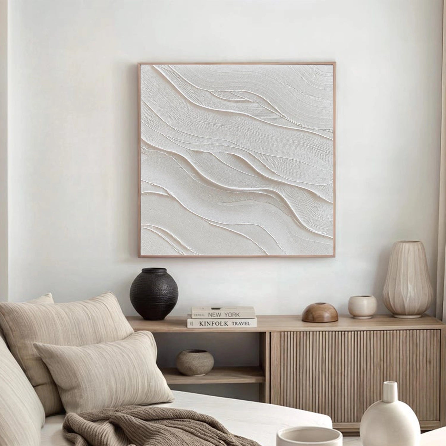 White Minimalist Textured Canvas Art #MT204