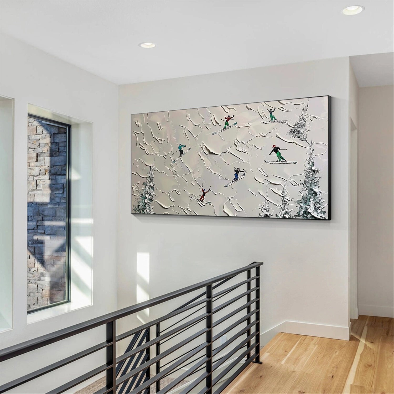 Skiing Sport Textured Wall Art #MS081