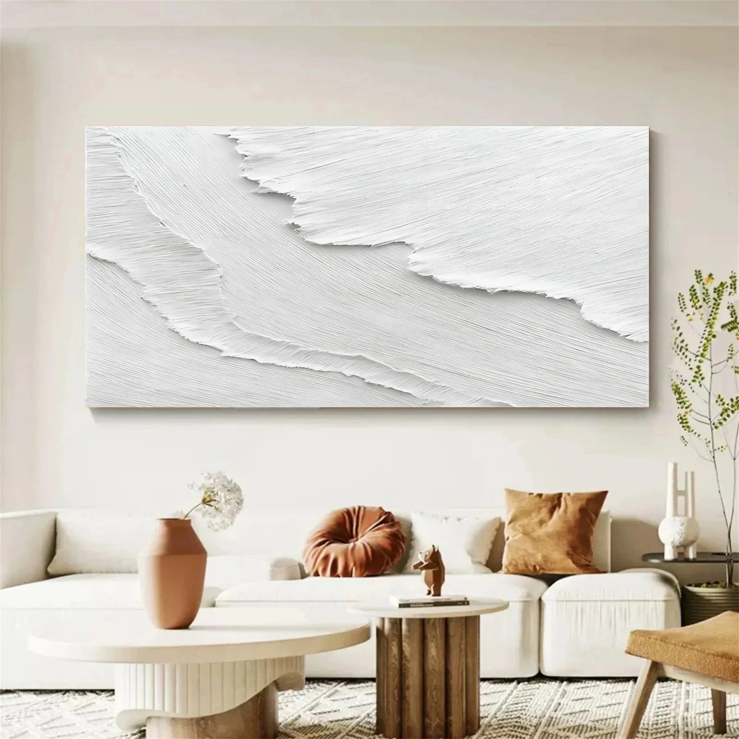 White Minimalist Textured Canvas #MT055