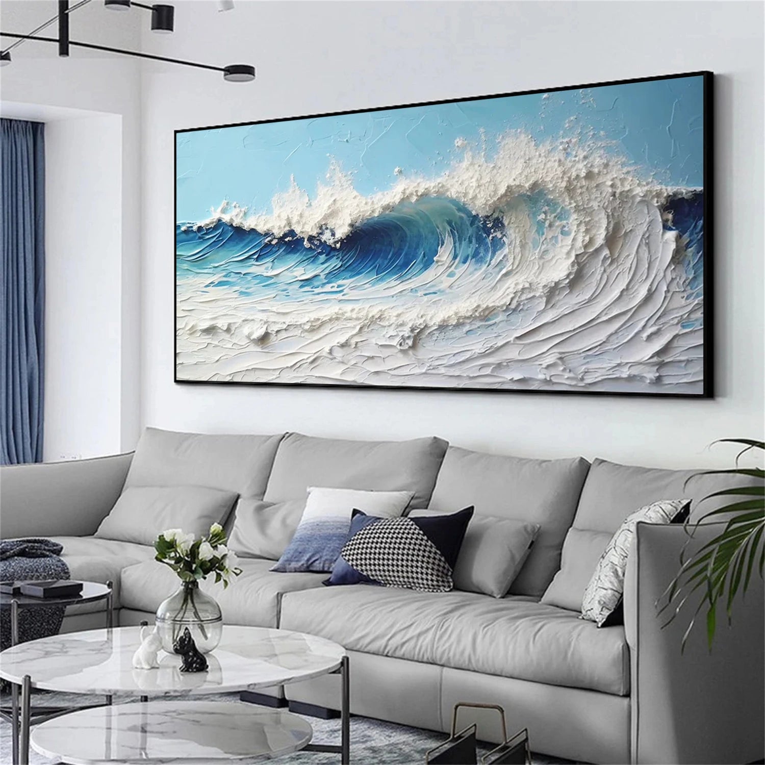 Ocean And Sky Textured Painting Canvas #OS010