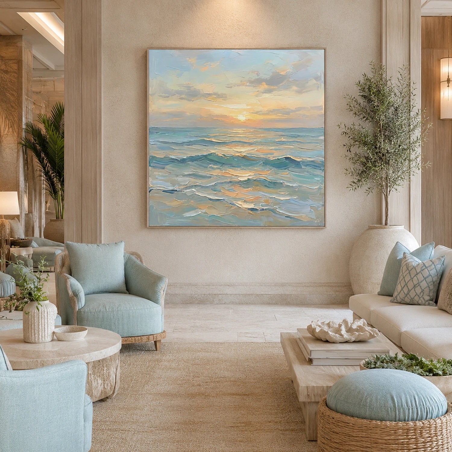 Ocean And Sky Abstract Textured Wall Art #OS174