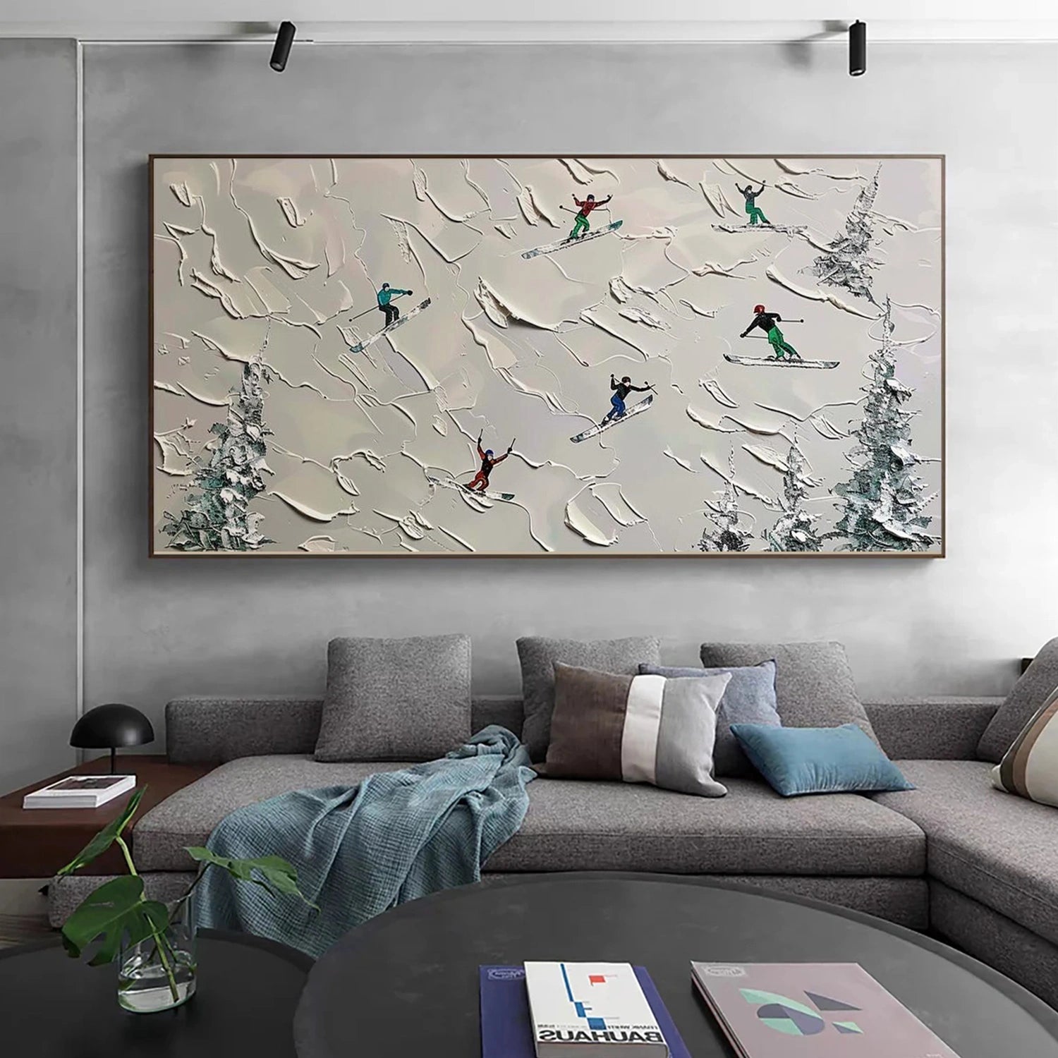 Skiing Sport Textured Wall Art #MS081