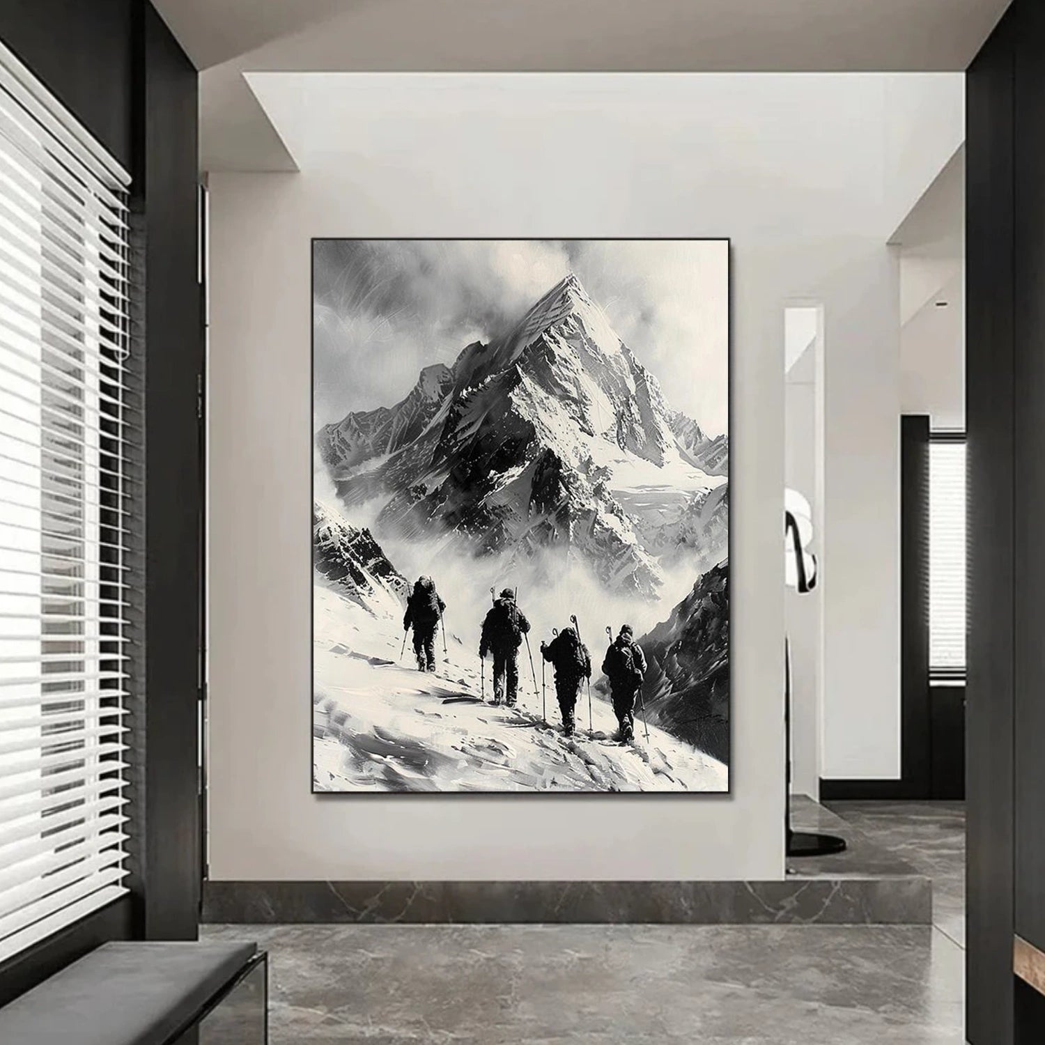 Black and White Minimalist Mountain Canvas Art #MO031