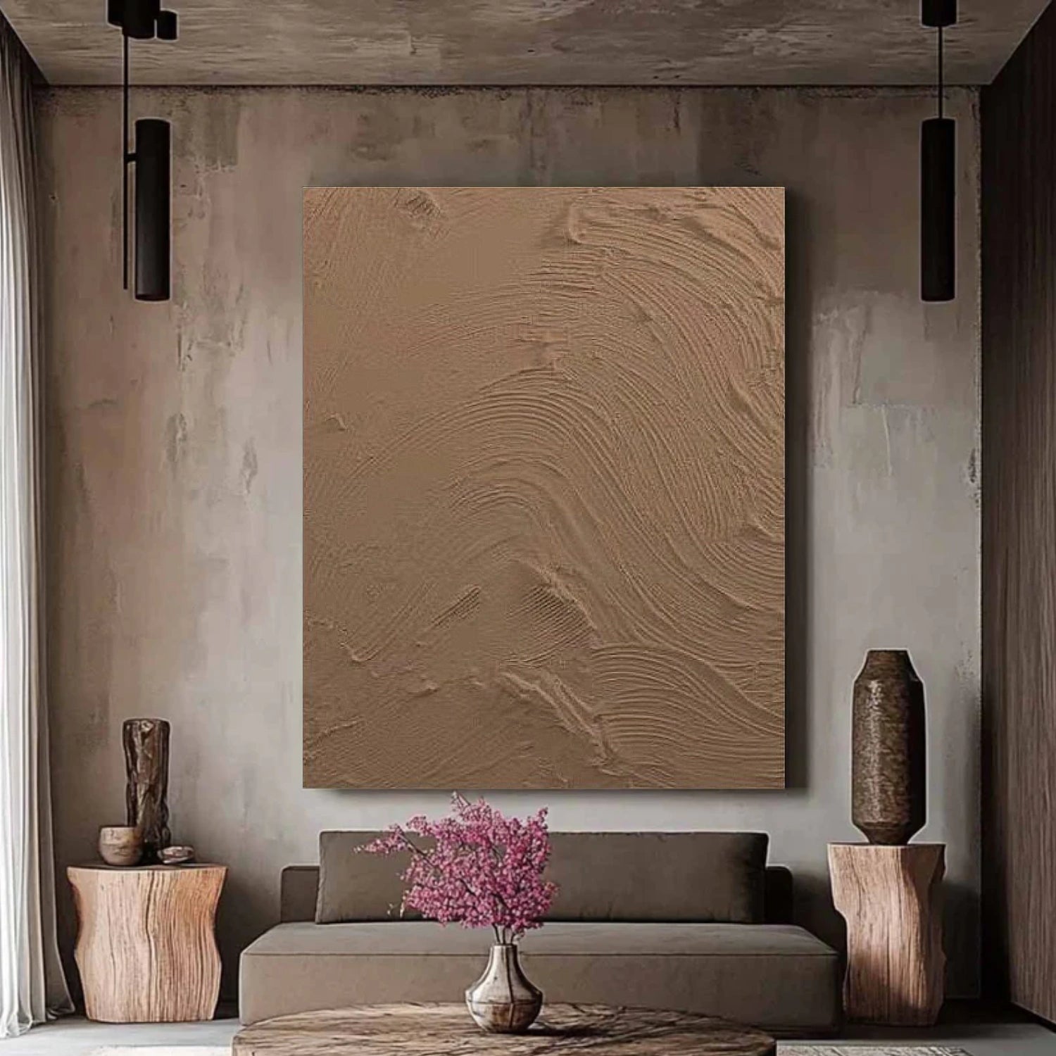 Brown Minimalist Textured Canvas Art #MT137