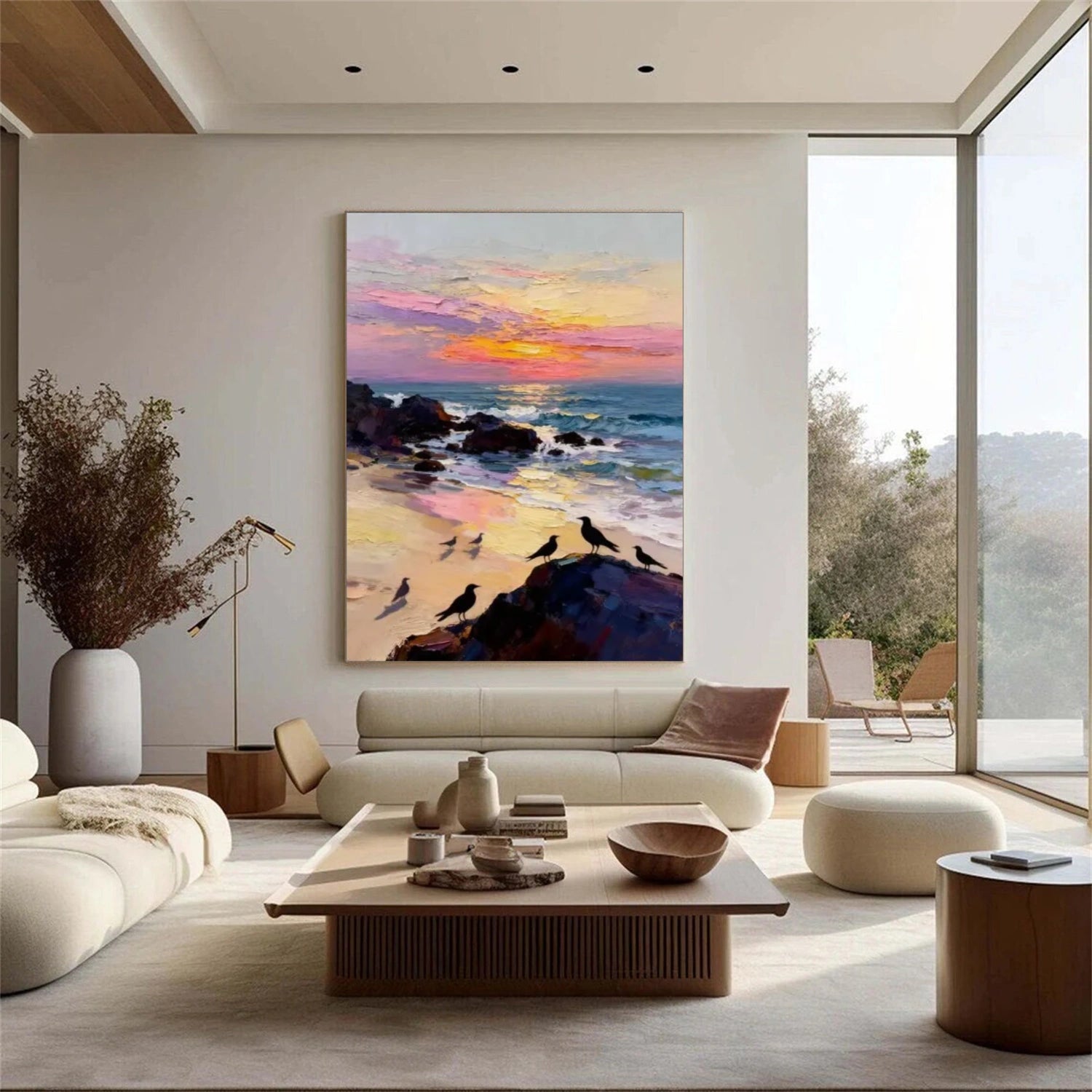 Colorful Ocean And Sky Abstract Textured Wall Art #OS101