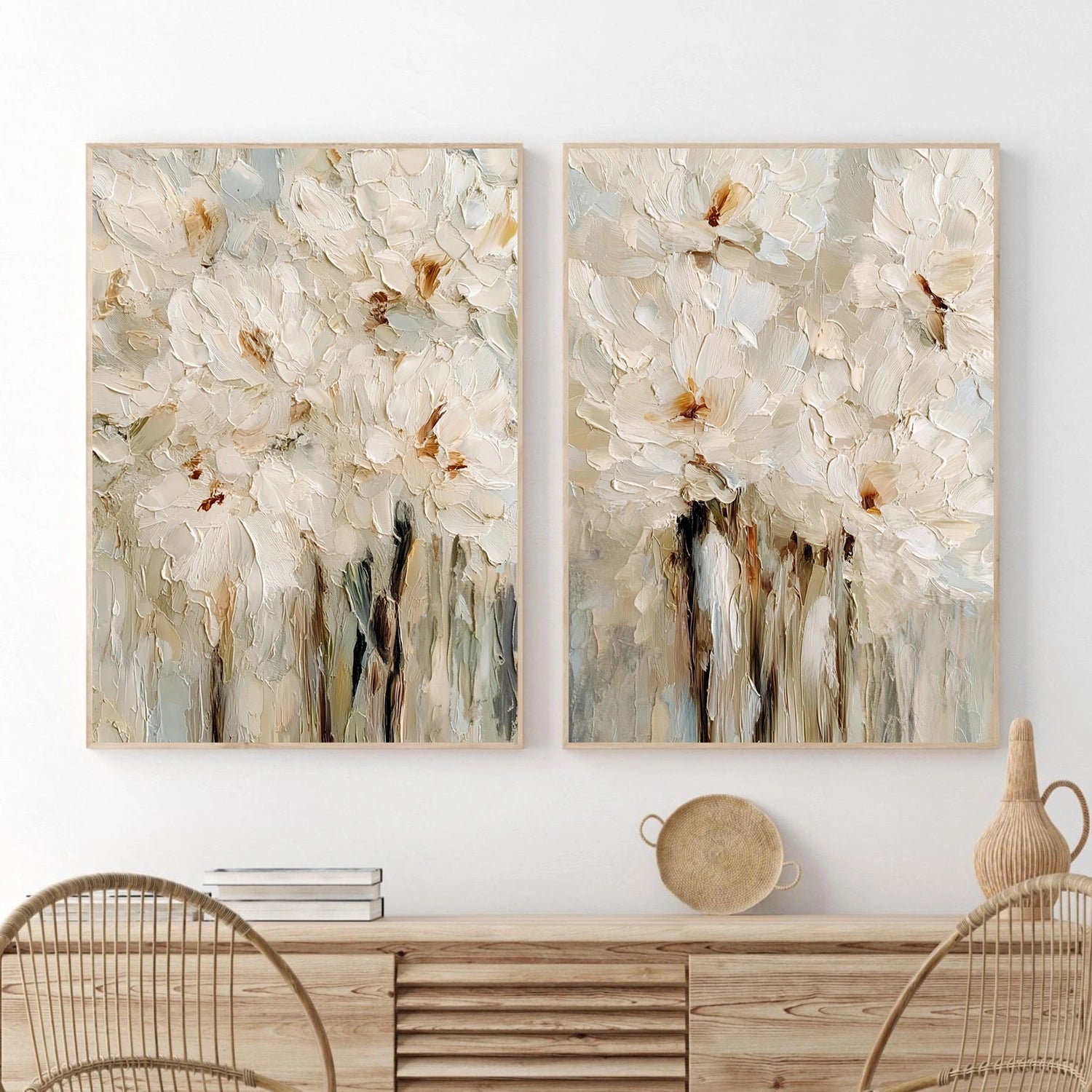 Flower Abstract Textured Wall Art Set of 2 #FP177