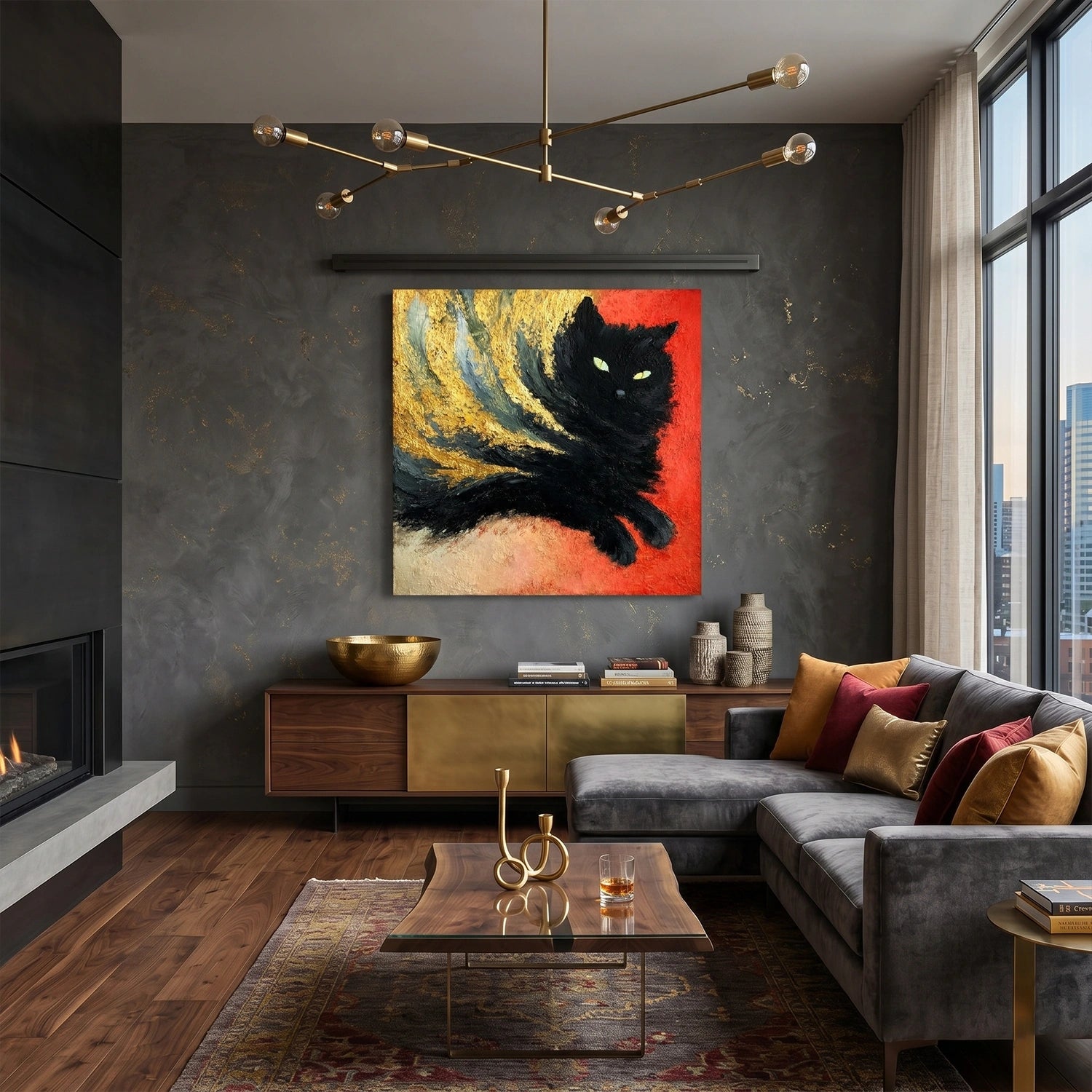 Abstract Animal Cat Wall Art #AC122