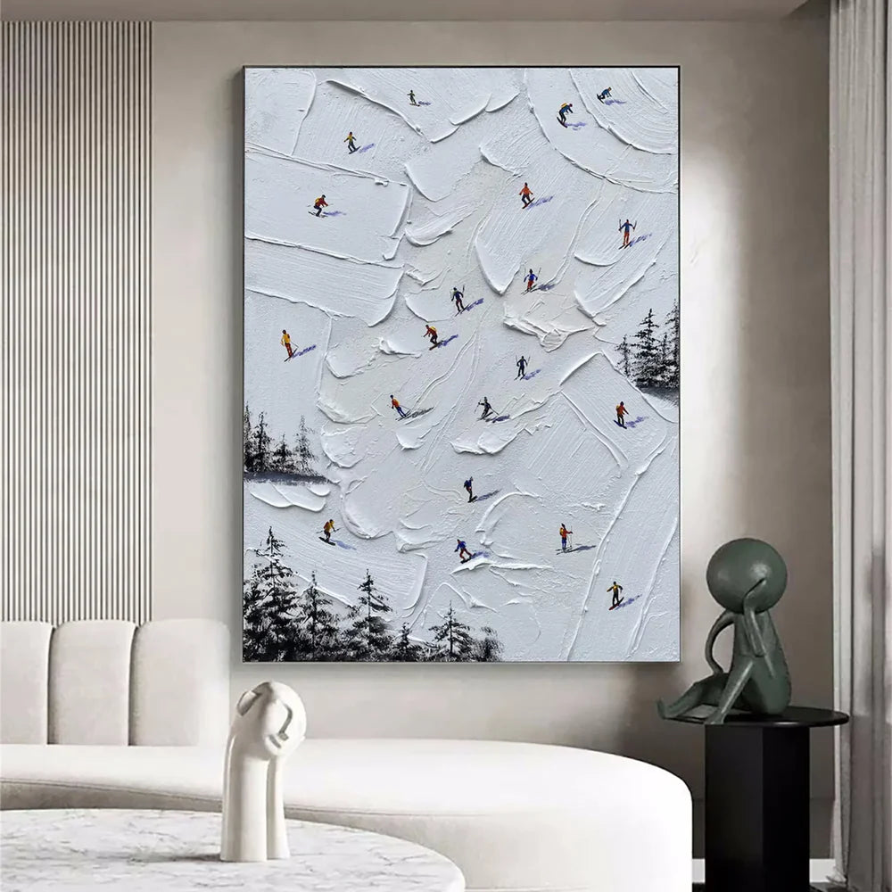 Skiing Sport Textured Wall Art #MS018