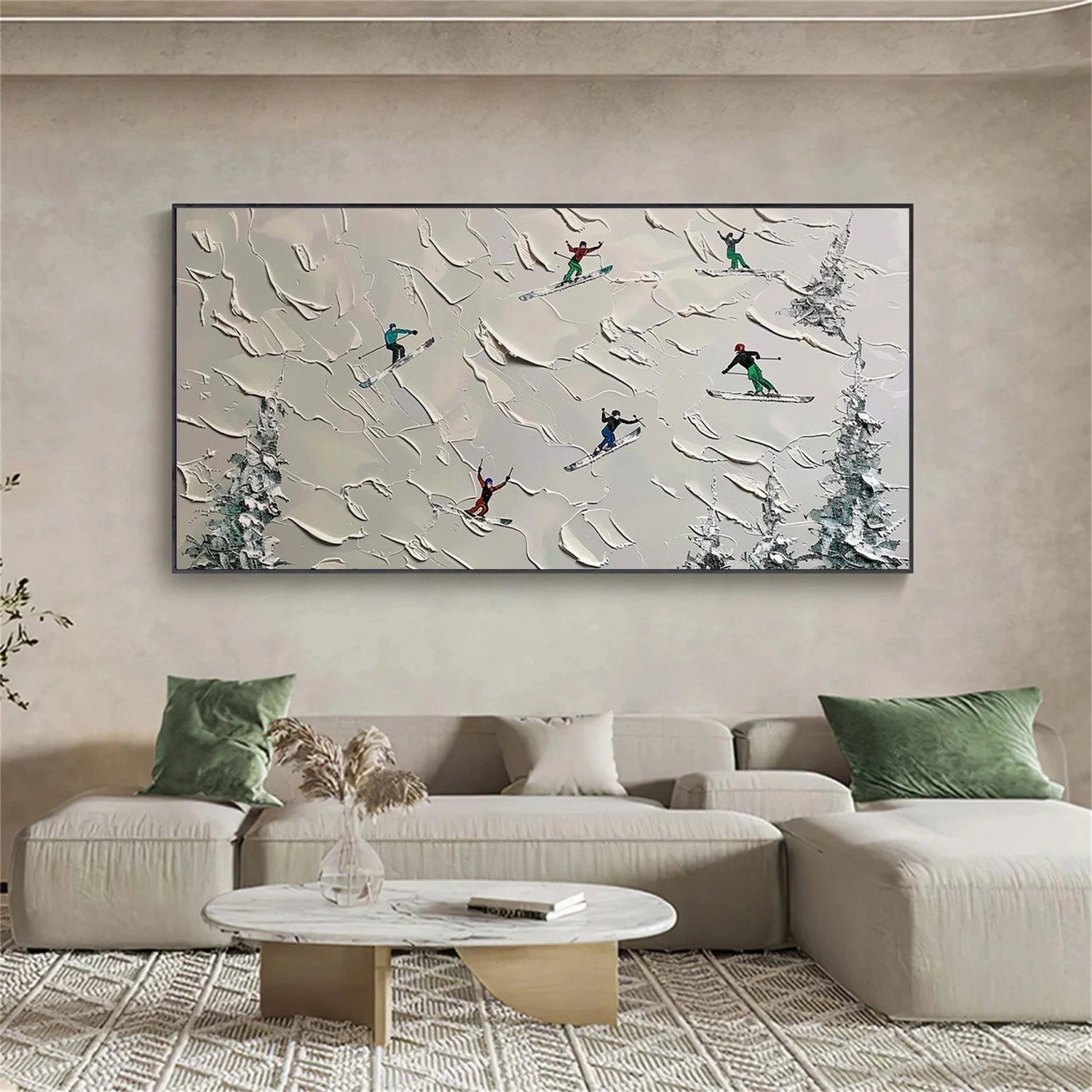 Skiing Sport Textured Wall Art #MS081