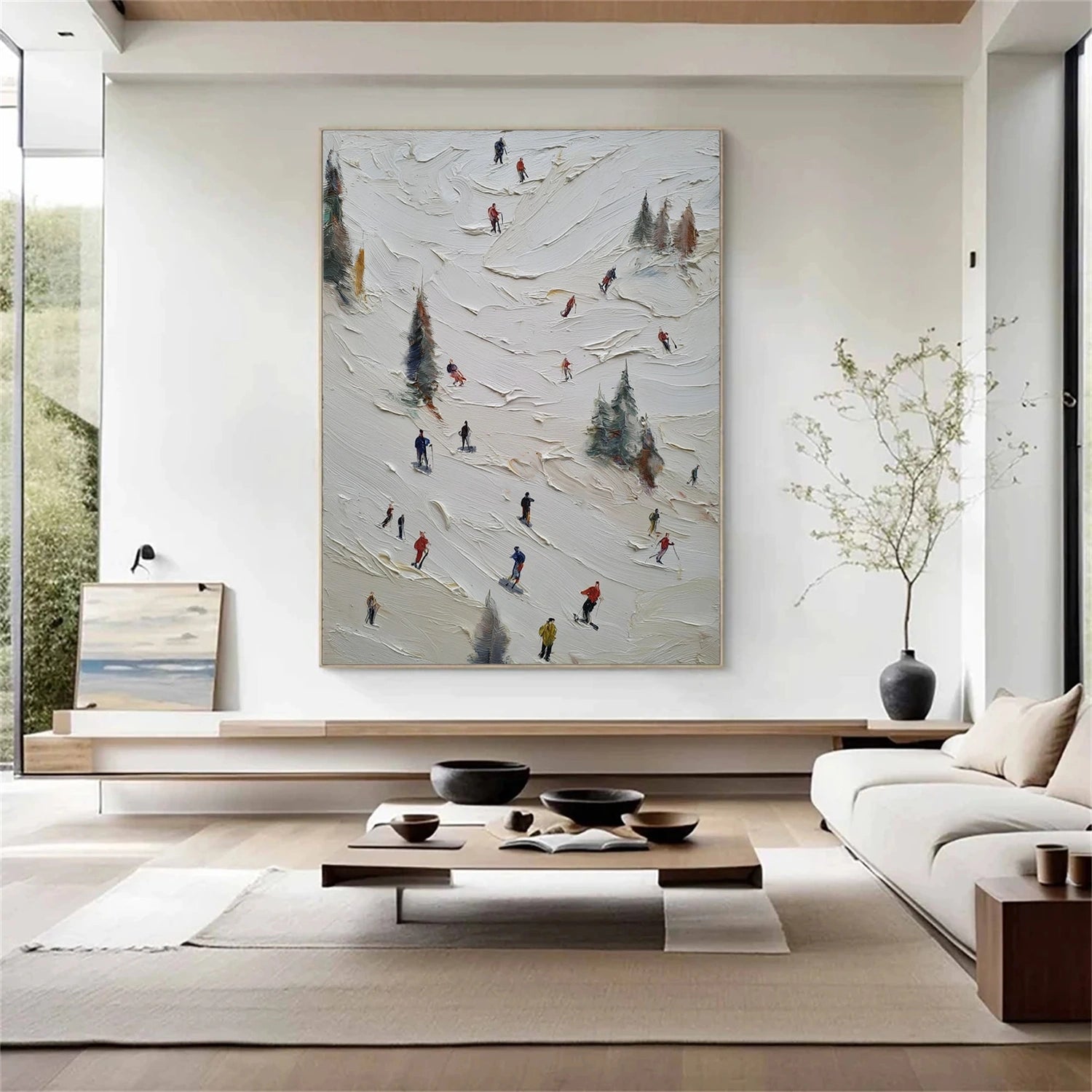 Skiing Sport Textured Wall Art #MS085