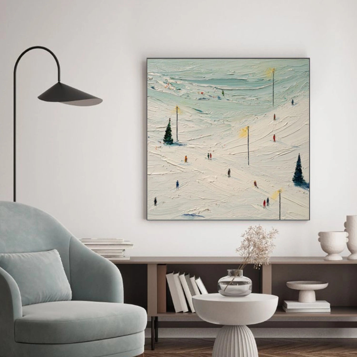 Skiing Sport Textured Wall Art #MS048