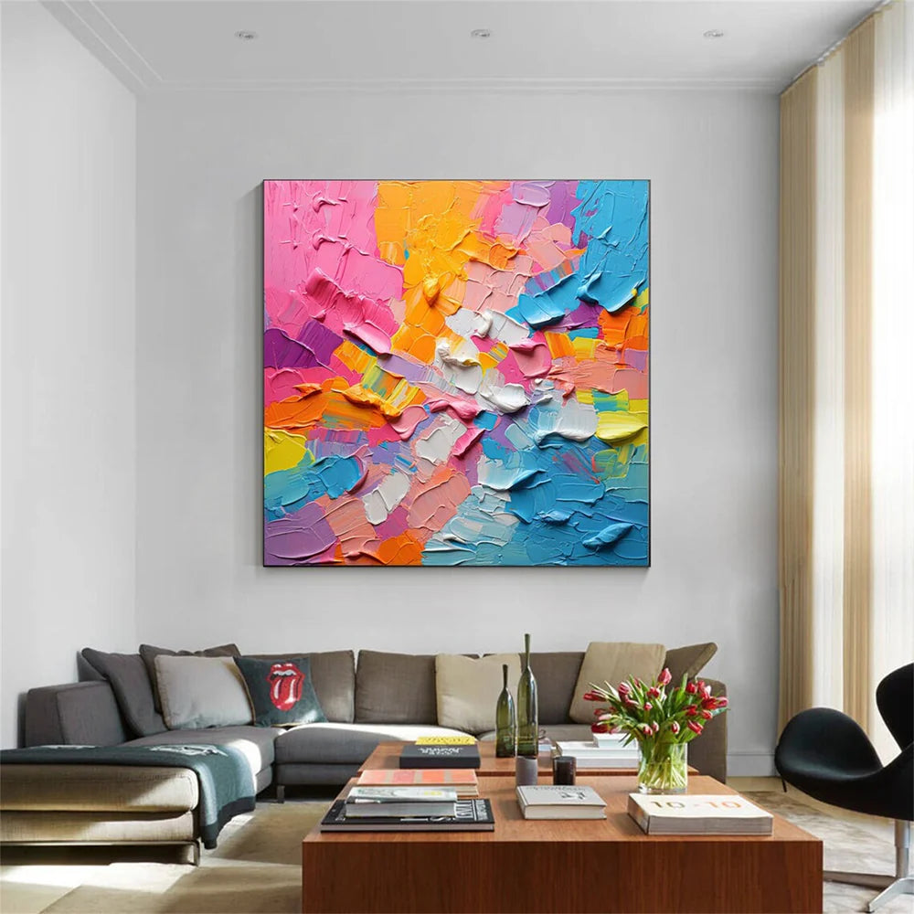 Colorful Abstract Textured Painting Canvas #AT071