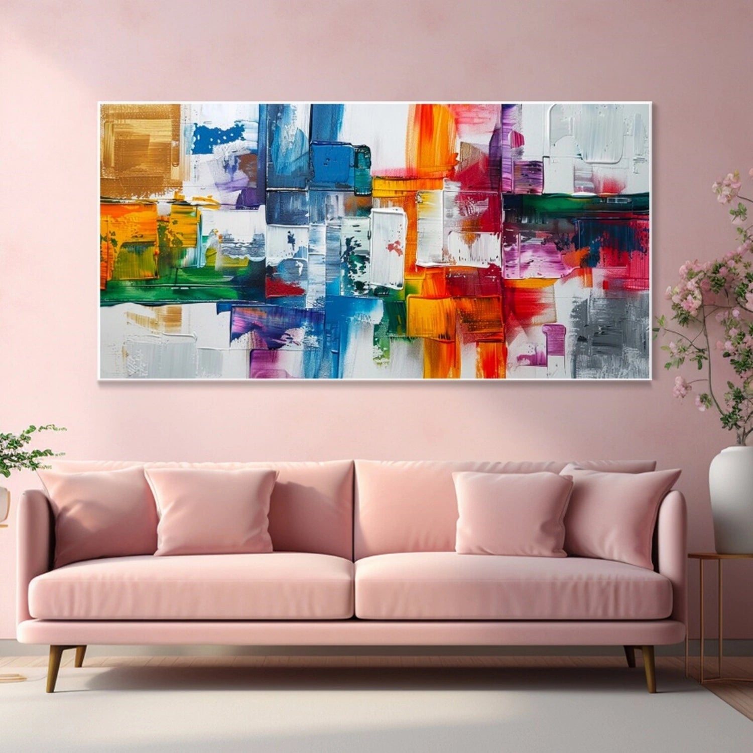 Colorful Abstract Textured Painting Canvas #AT092