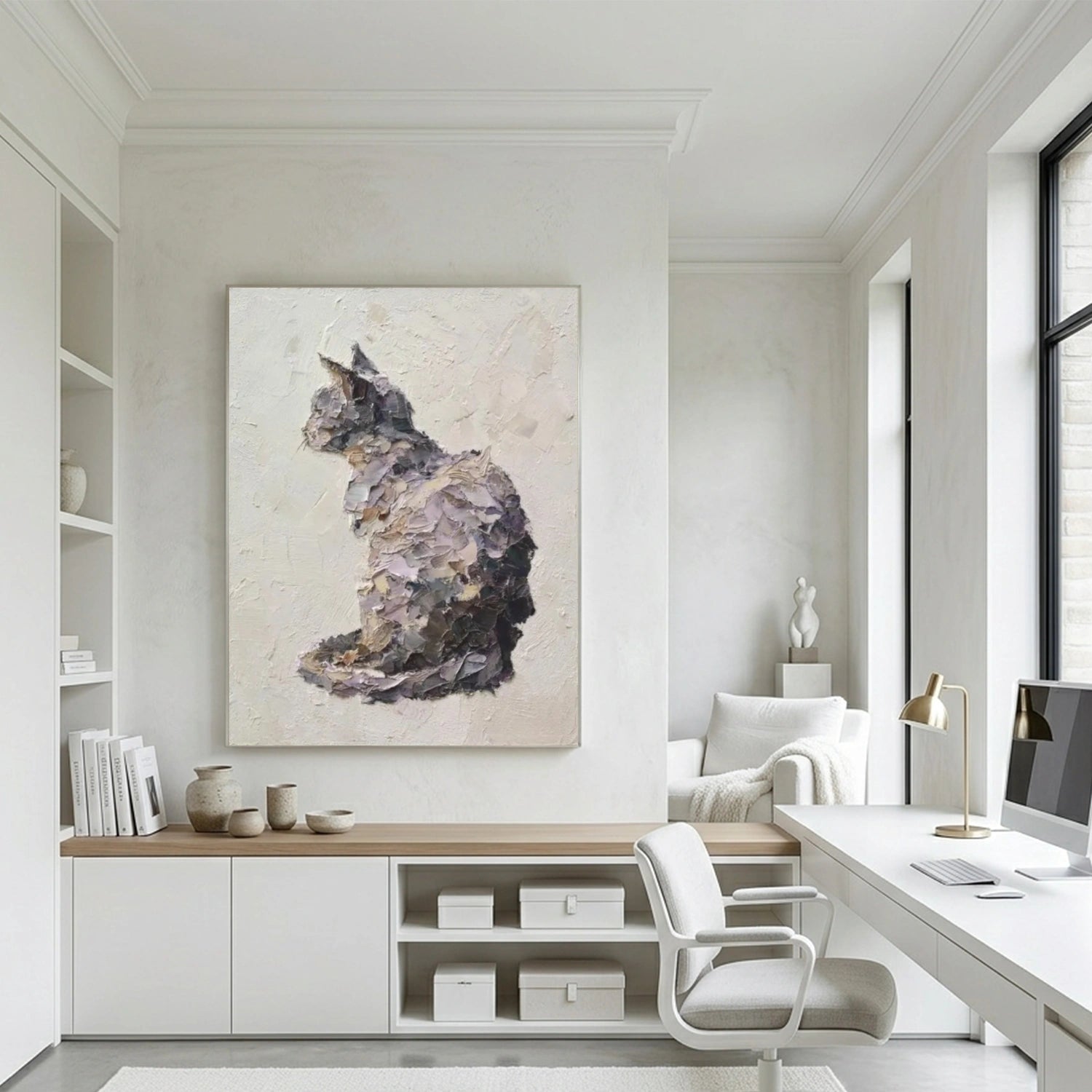 Abstract Animal Cat Textured Wall Art #AC119
