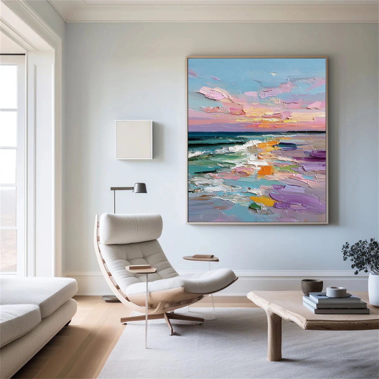 Colorful Ocean And Sky Abstract Textured Wall Art #OS149