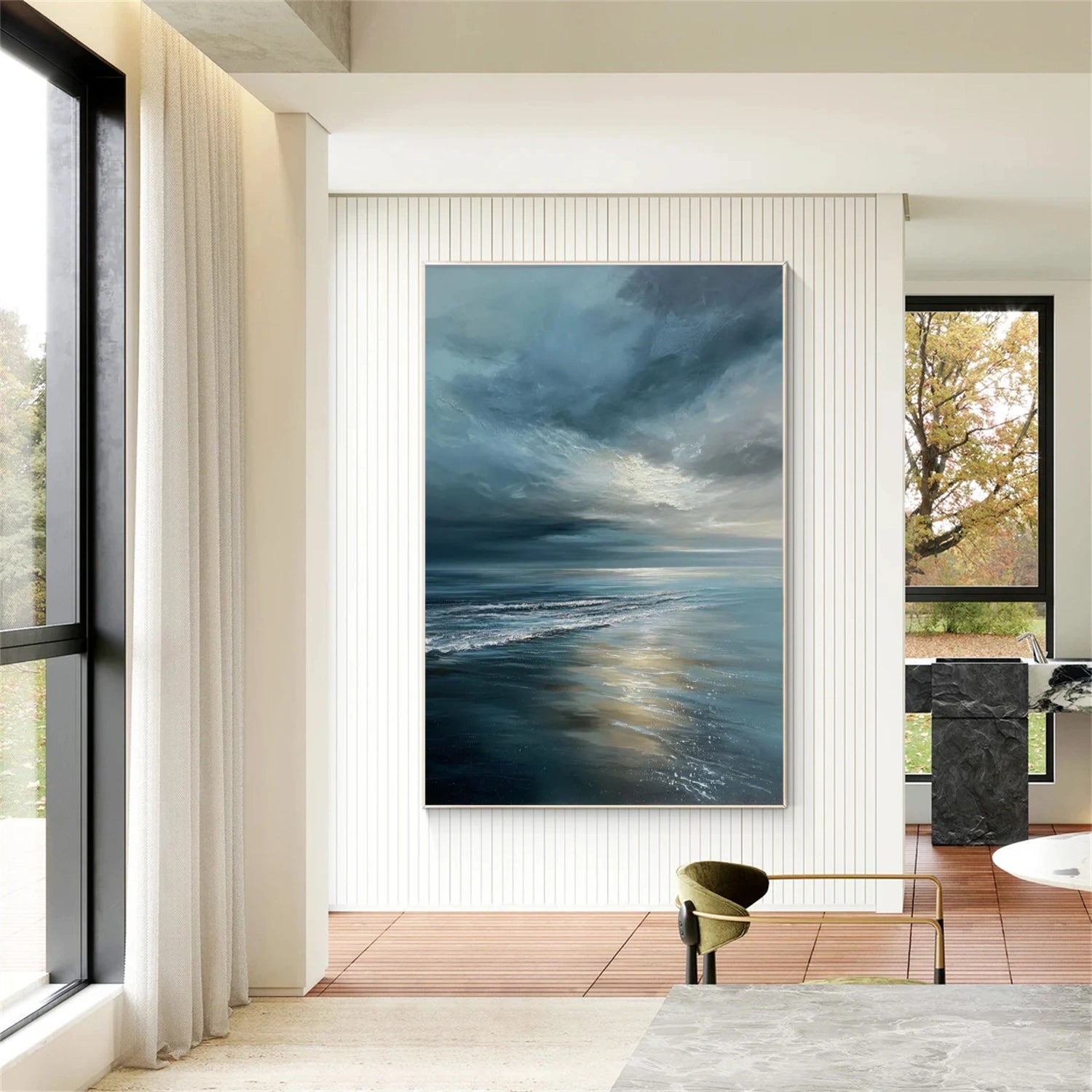 Ocean And Sky Abstract Wall Art #OS068