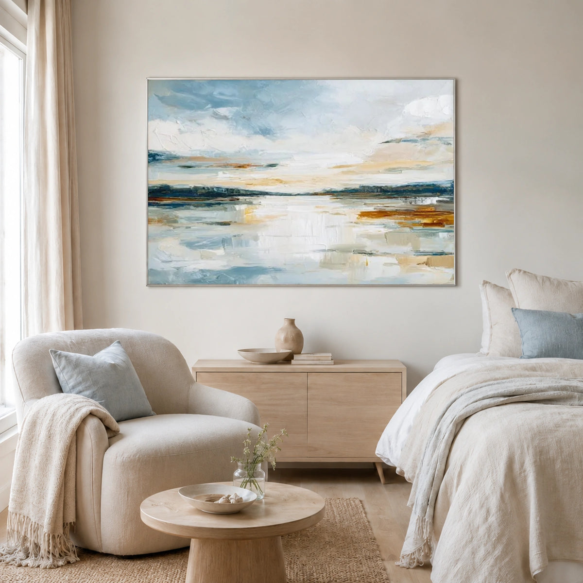 Ocean And Sky Abstract Textured Wall Art #OS248