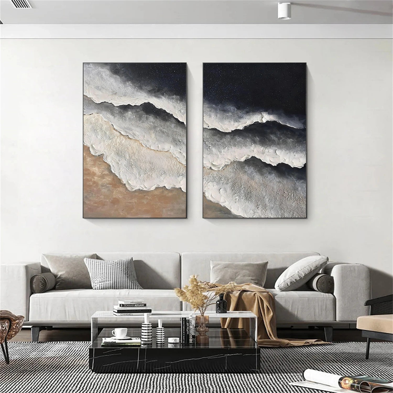 Ocean Abstract Textured Wall Art Set of 2 #OP060
