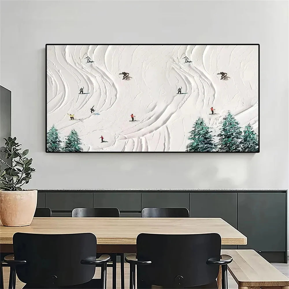 Skiing Sport Textured Wall Art #MS025