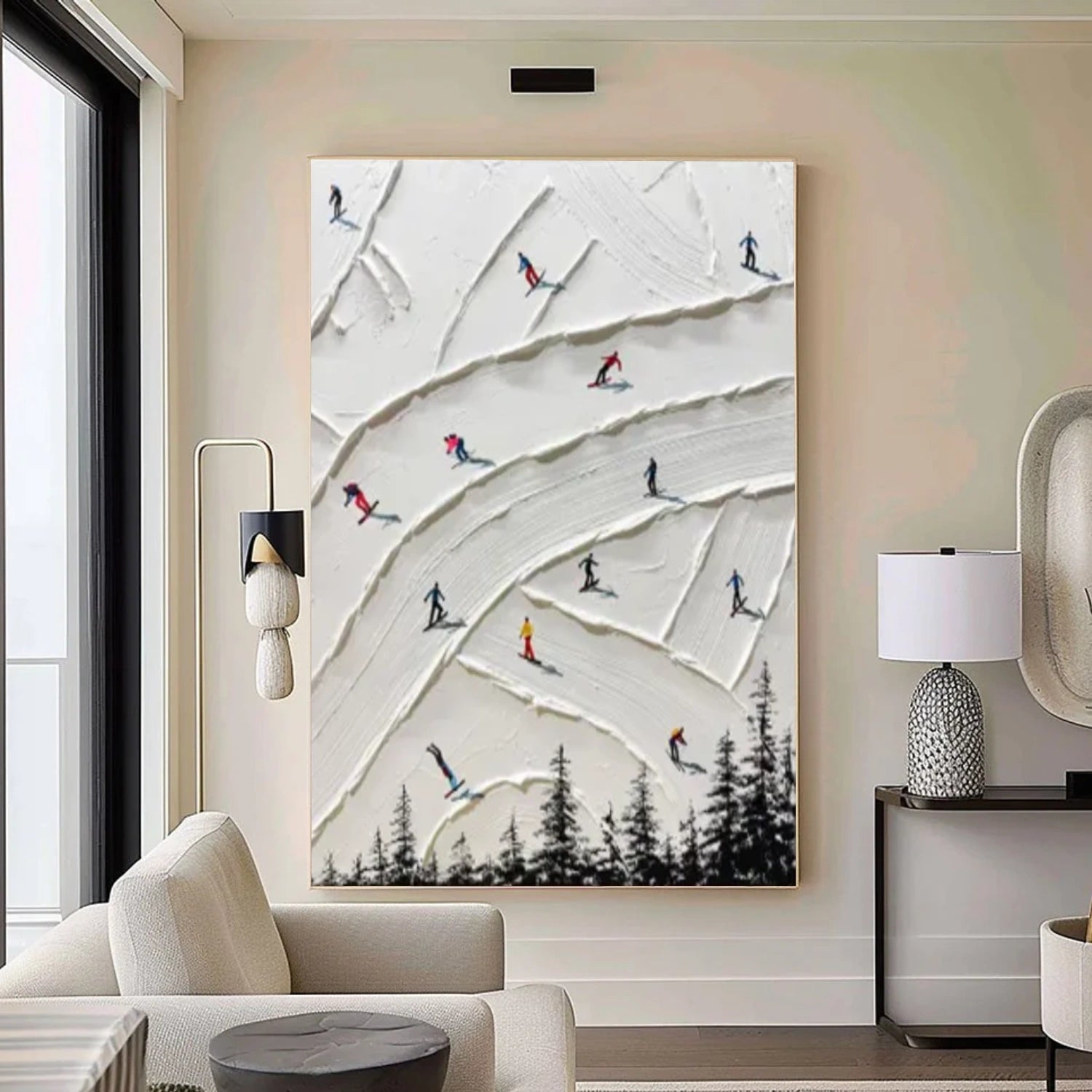 Skiing Sport Textured Wall Art #MS067
