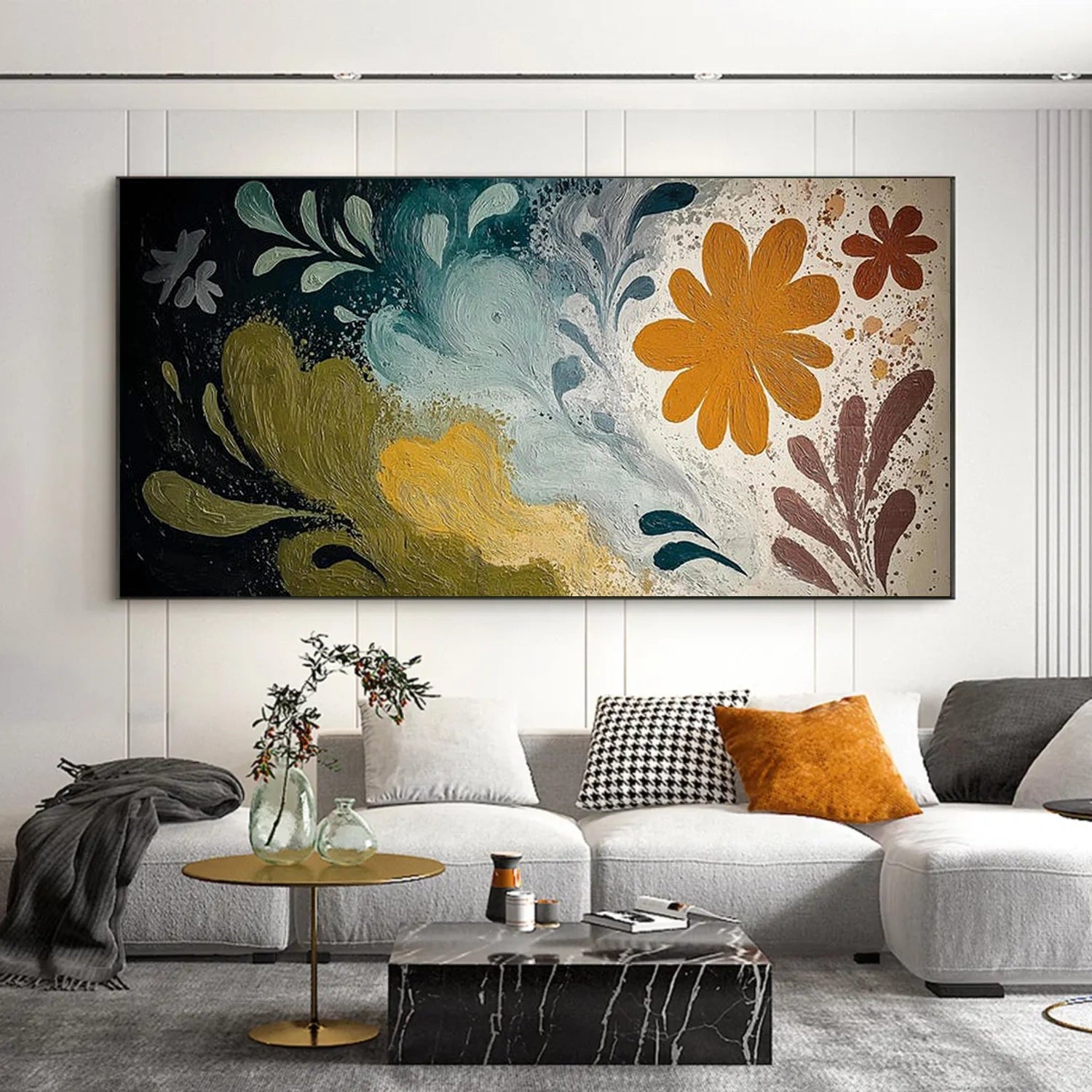 Flower And Tree Abstract Textured Painting Canvas #FT013