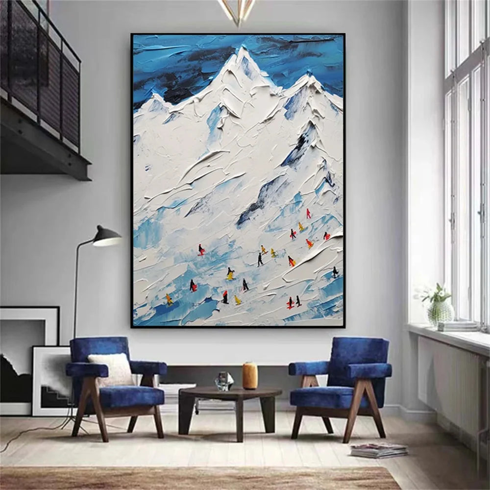 Skiing Sport Textured Wall Art #MS022