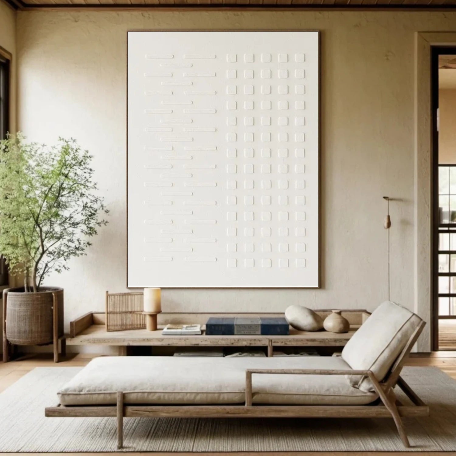 White Minimalist Textured Canvas Art #MT190