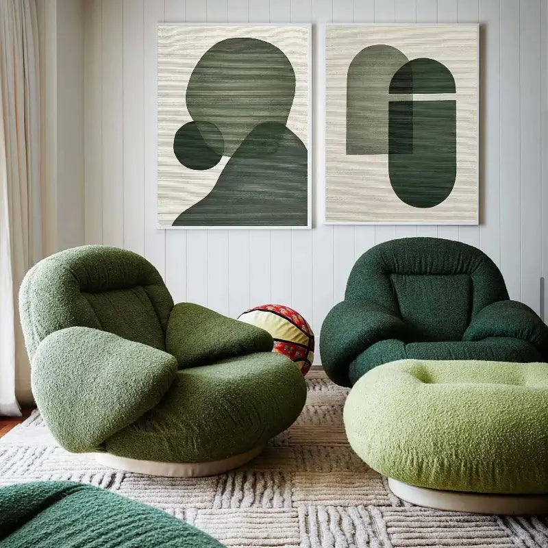 Green Minimalist Textured Canvas Set of 2 #MT108