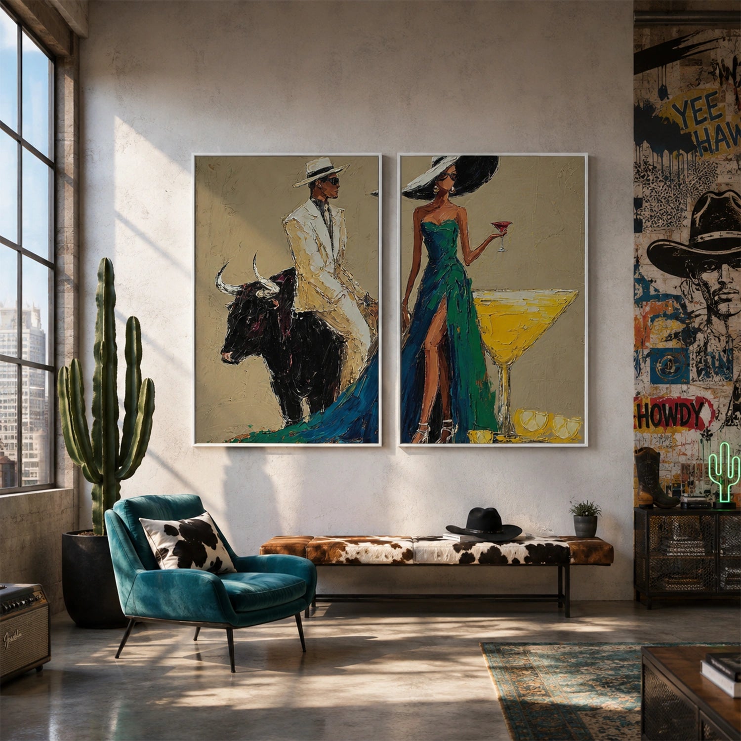 American Western Cowboy Art Set of 2 #VT222