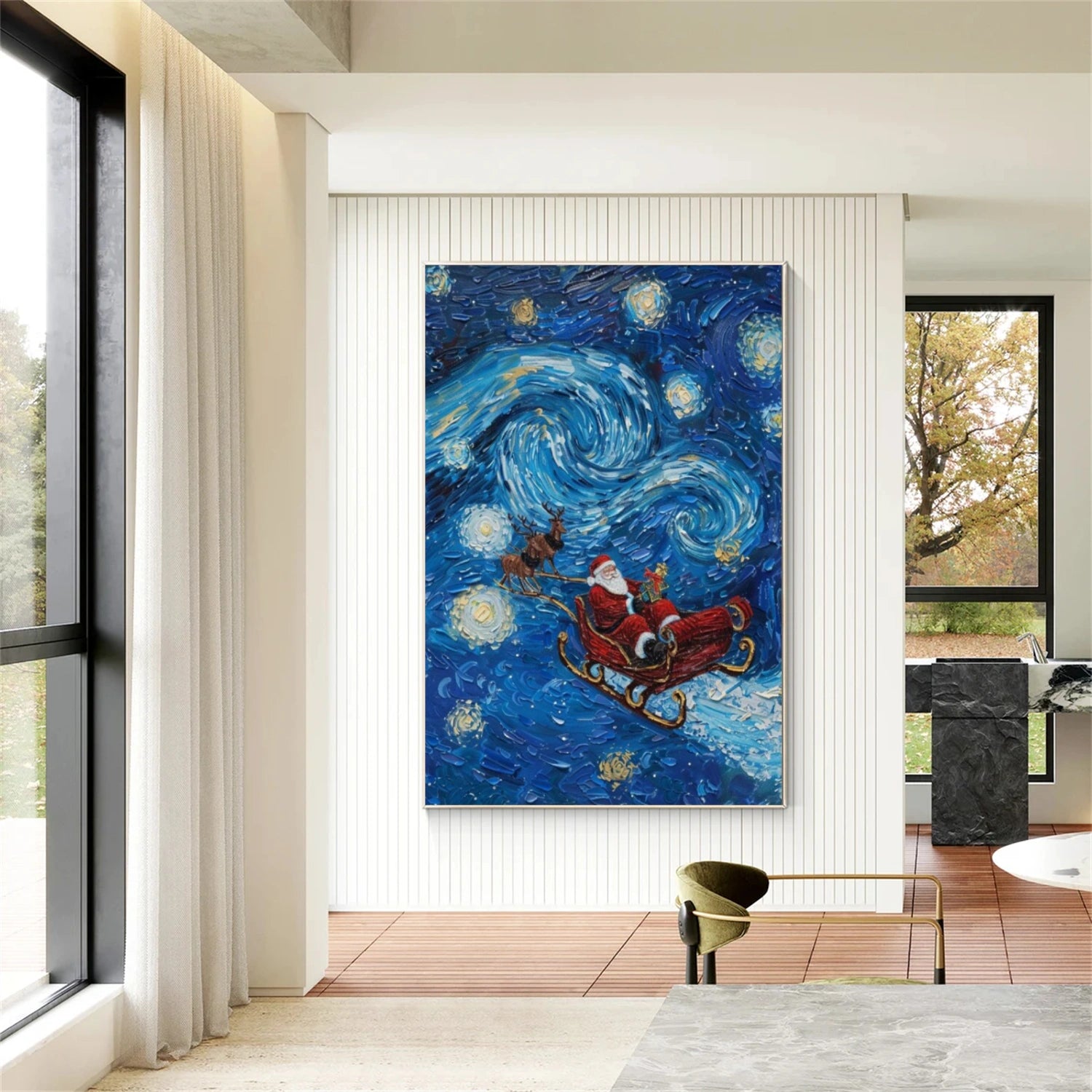 Abstract Santa Claus Textured Canvas Art #AE053