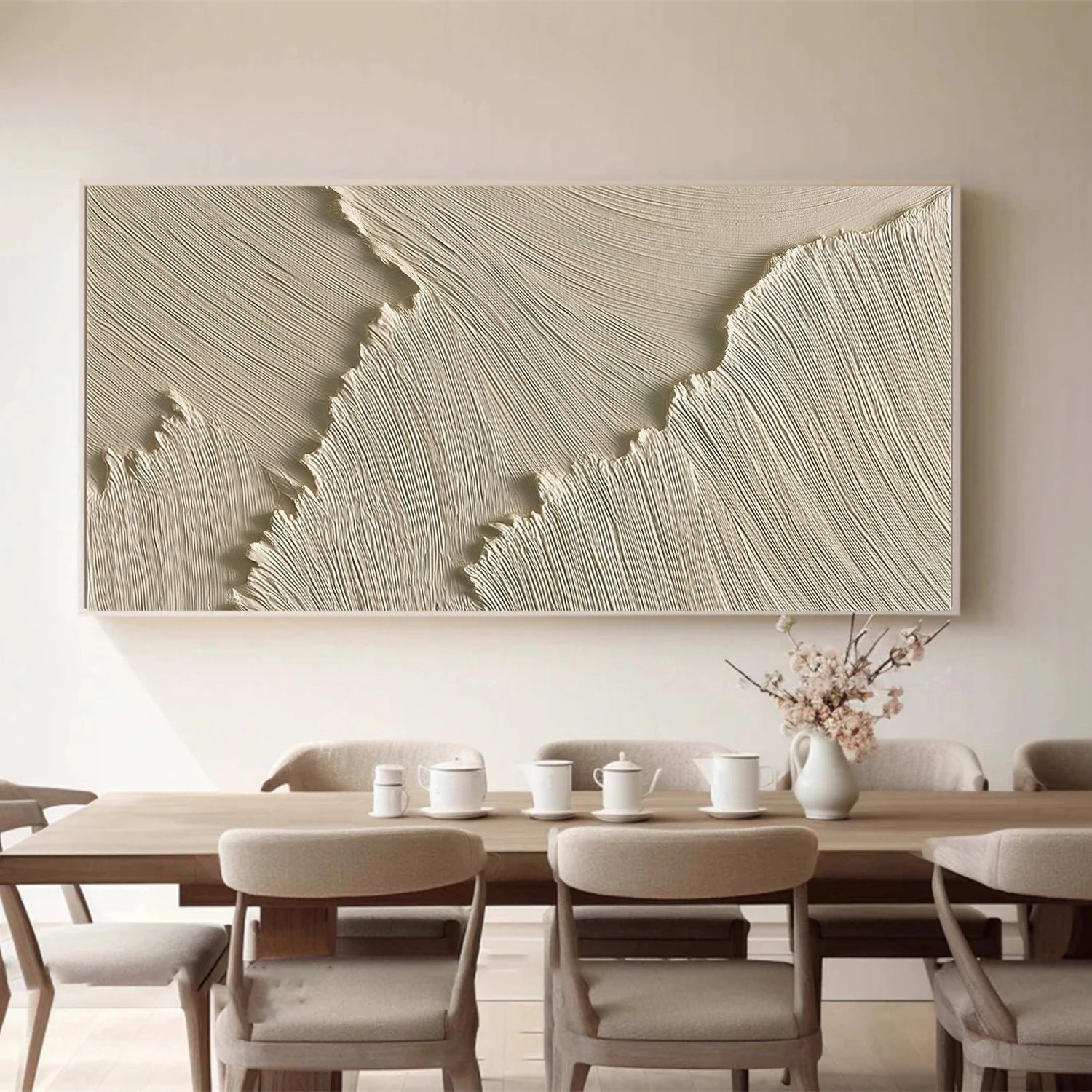 Beige Ocean Minimalist Textured Wall Art #OP054