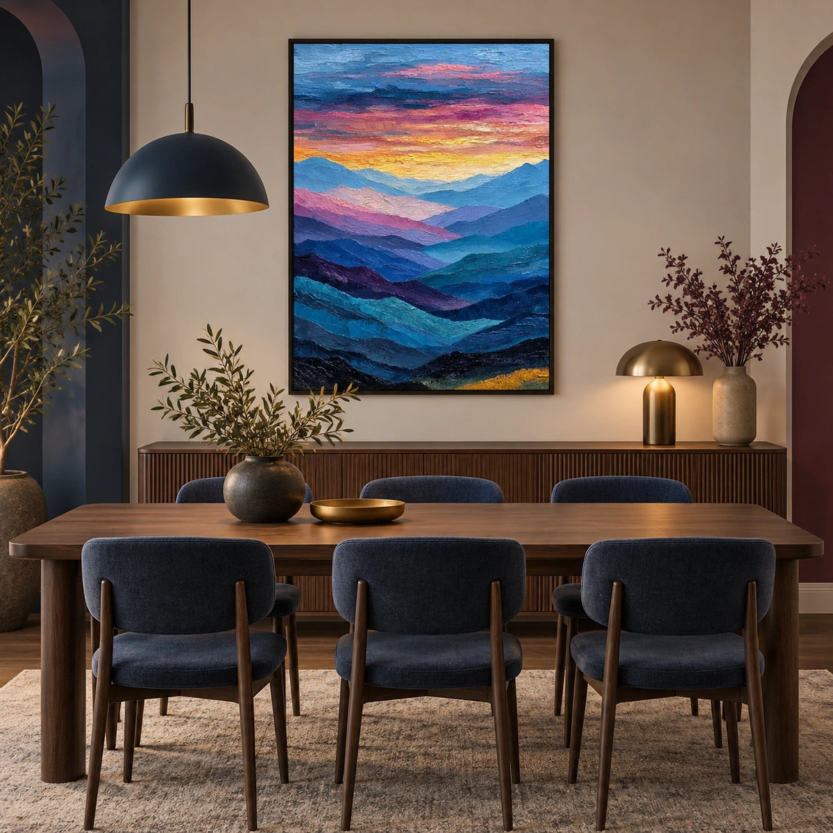 Abstract Mountain Textured Canvas Art #MO078