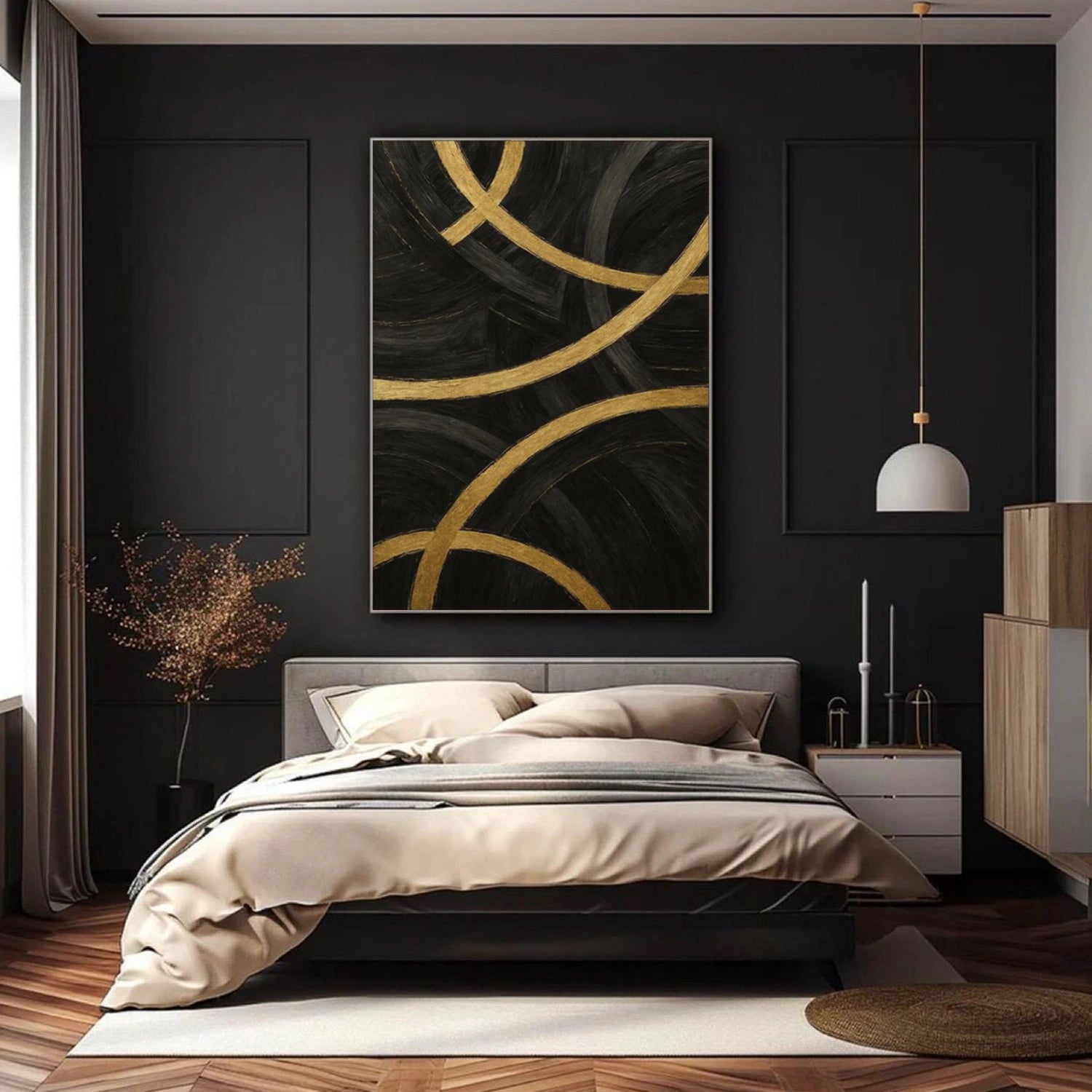 Black and Gold Minimalist Canvas Art #MT174