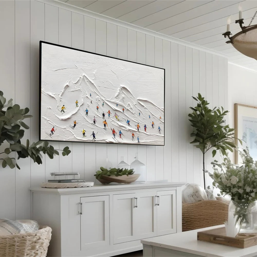 Skiing Sport Textured Wall Art #MS024