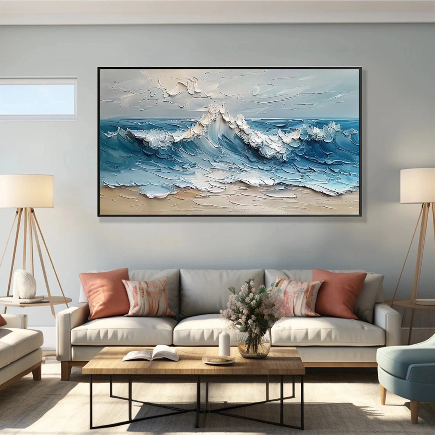 Ocean And Sky Abstract Textured Wall Art #OS074