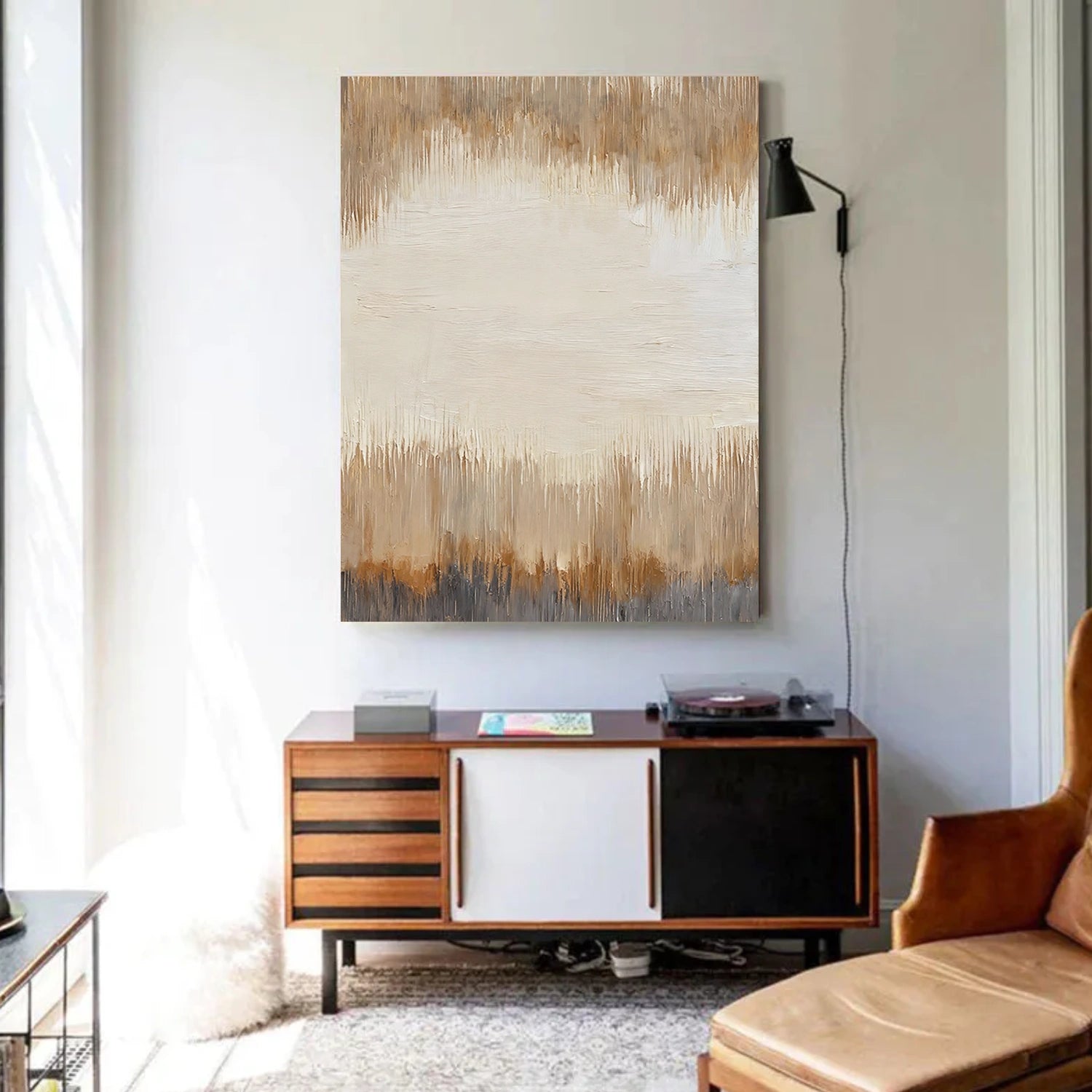 Beige and Brown Abstract Canvas Wall Art #AP315