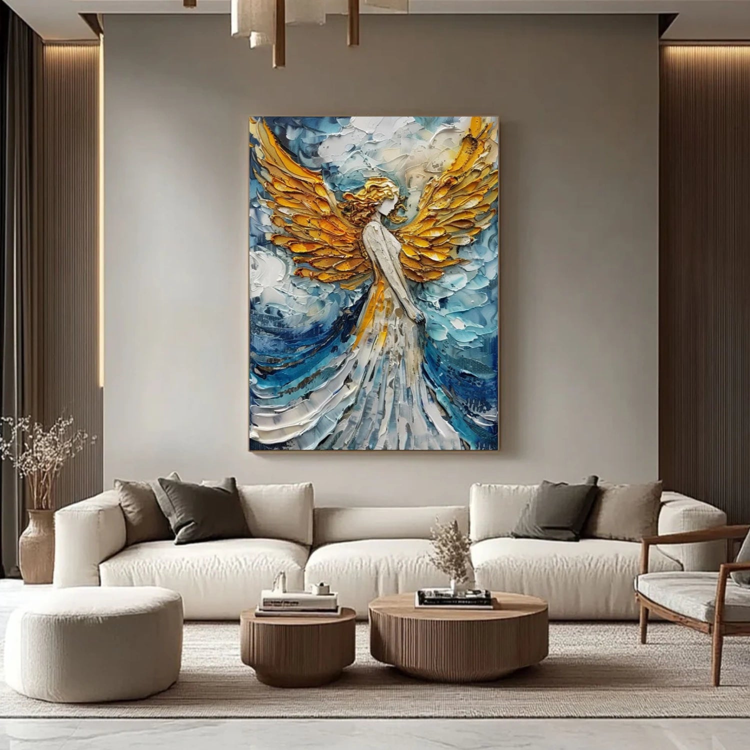 Abstract Angel Portrait Textured Canvas Art #AE130