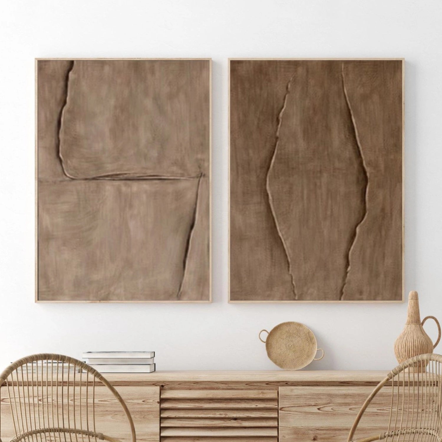 Brown Minimalist Textured Canvas Art Set of 2 #MT198