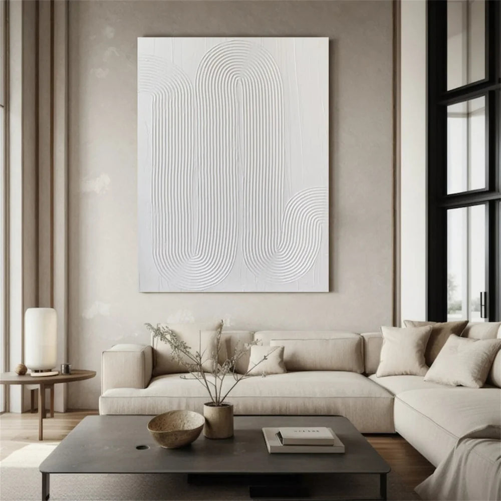 White Minimalist Textured Canvas #MT109