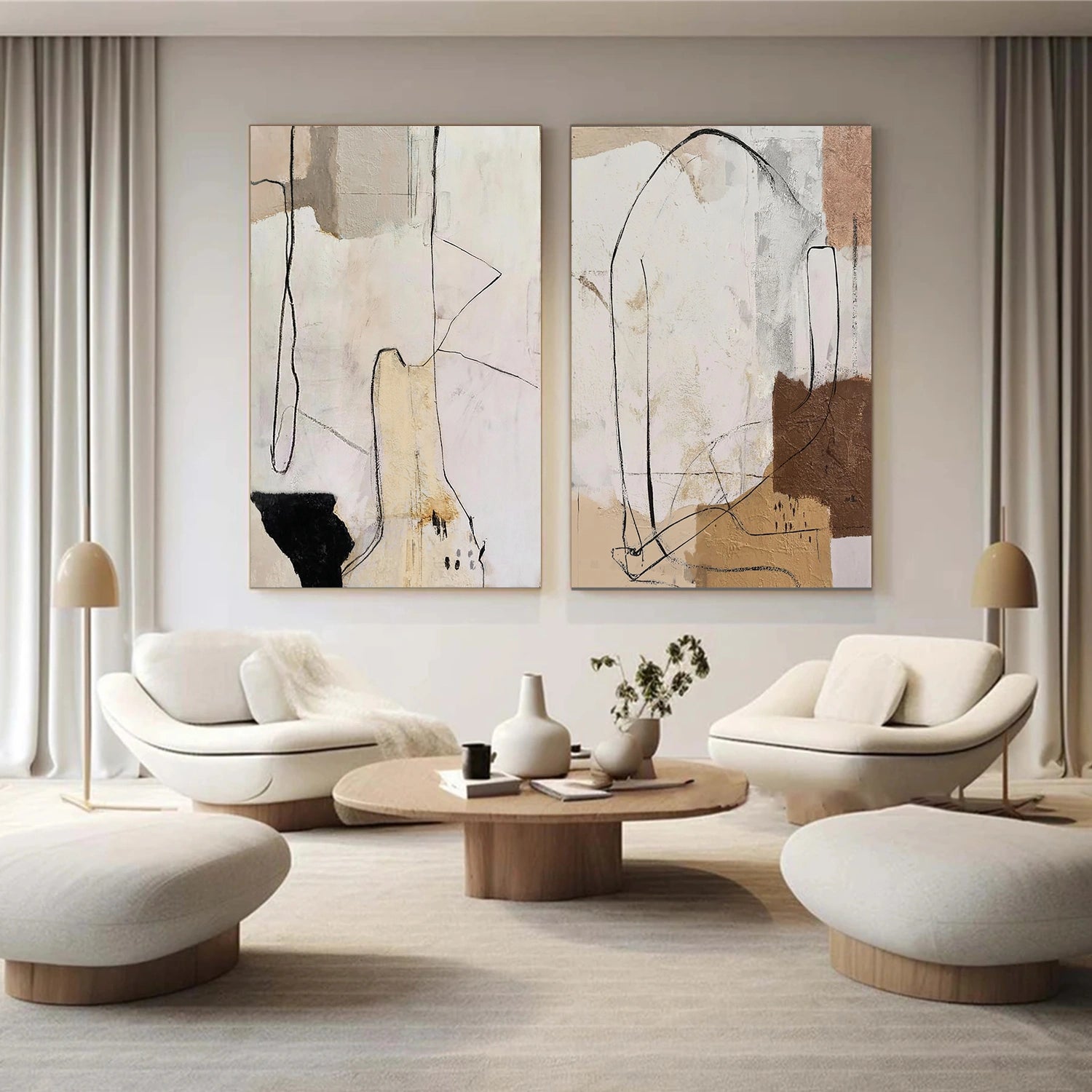Abstract Canvas Wall Art Set of 2#AP379