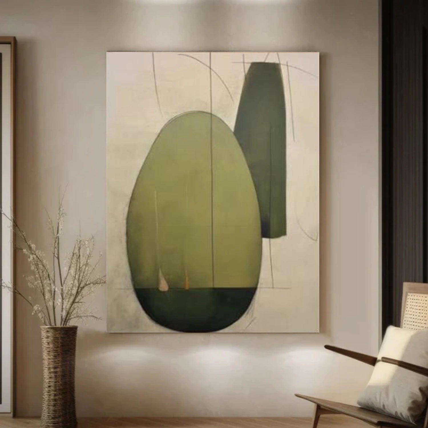 Green Abstract Canvas Wall Art #AP356