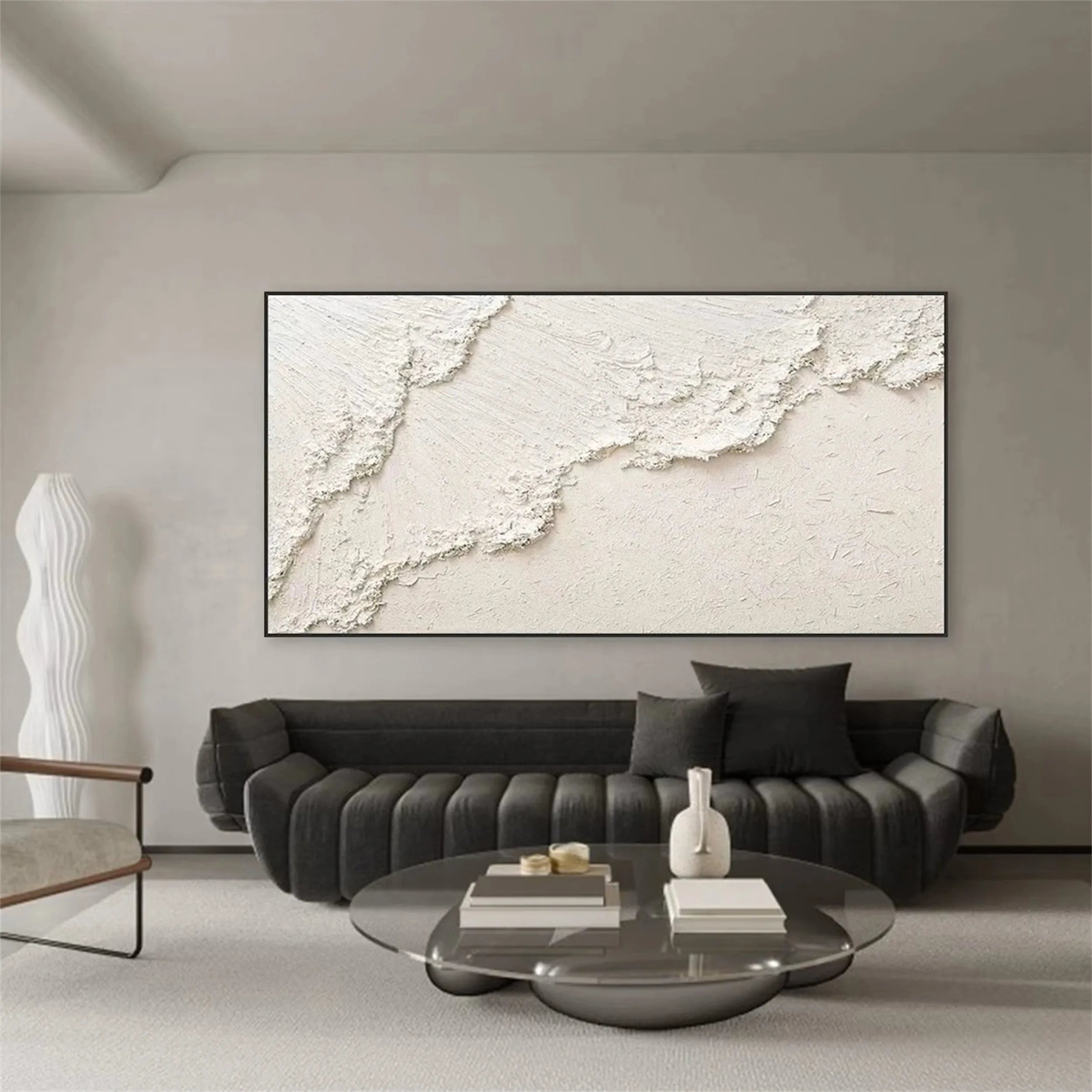 White Minimalist Textured Canvas #MT056