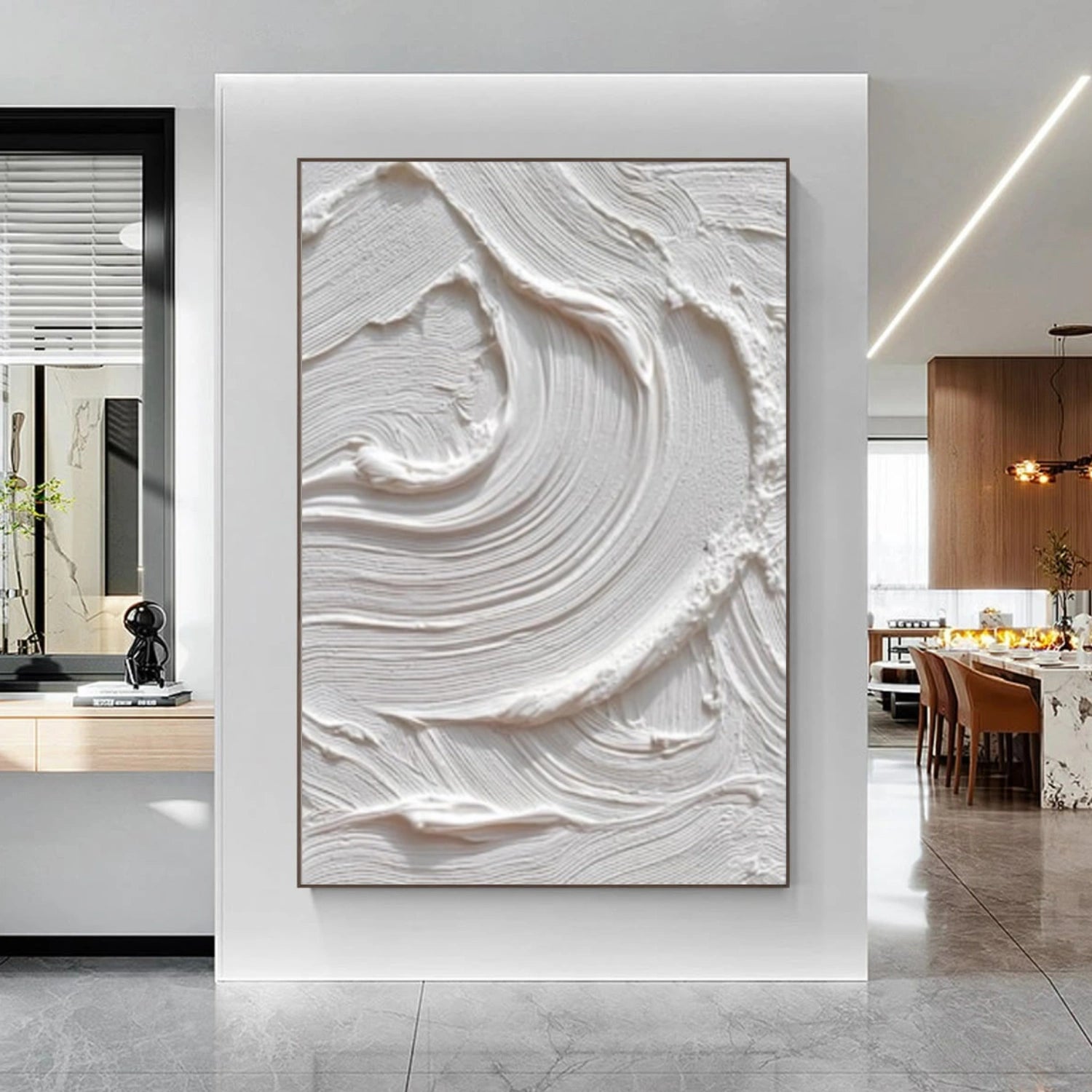 White Minimalist Textured Canvas Art #MT201