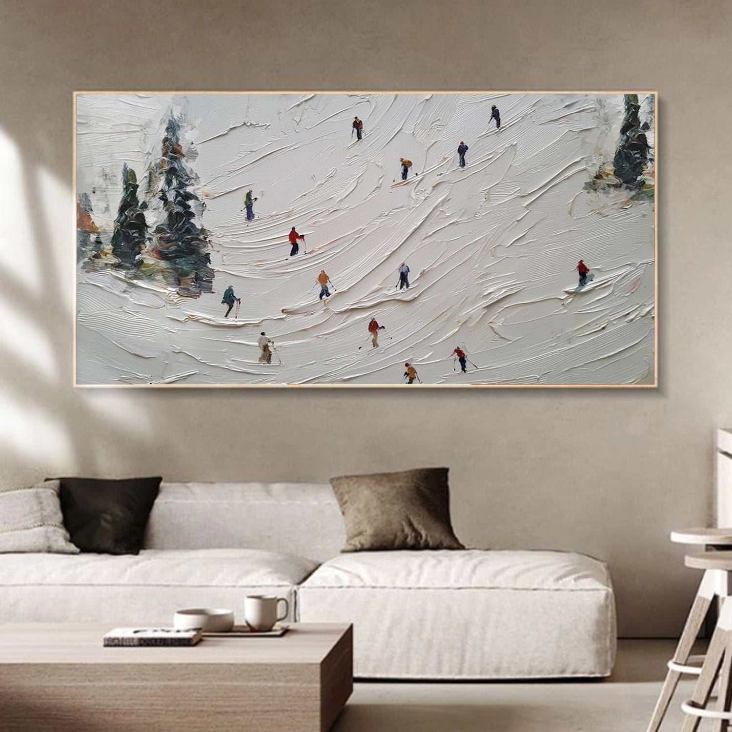 Skiing Sport Textured Wall Art #MS078